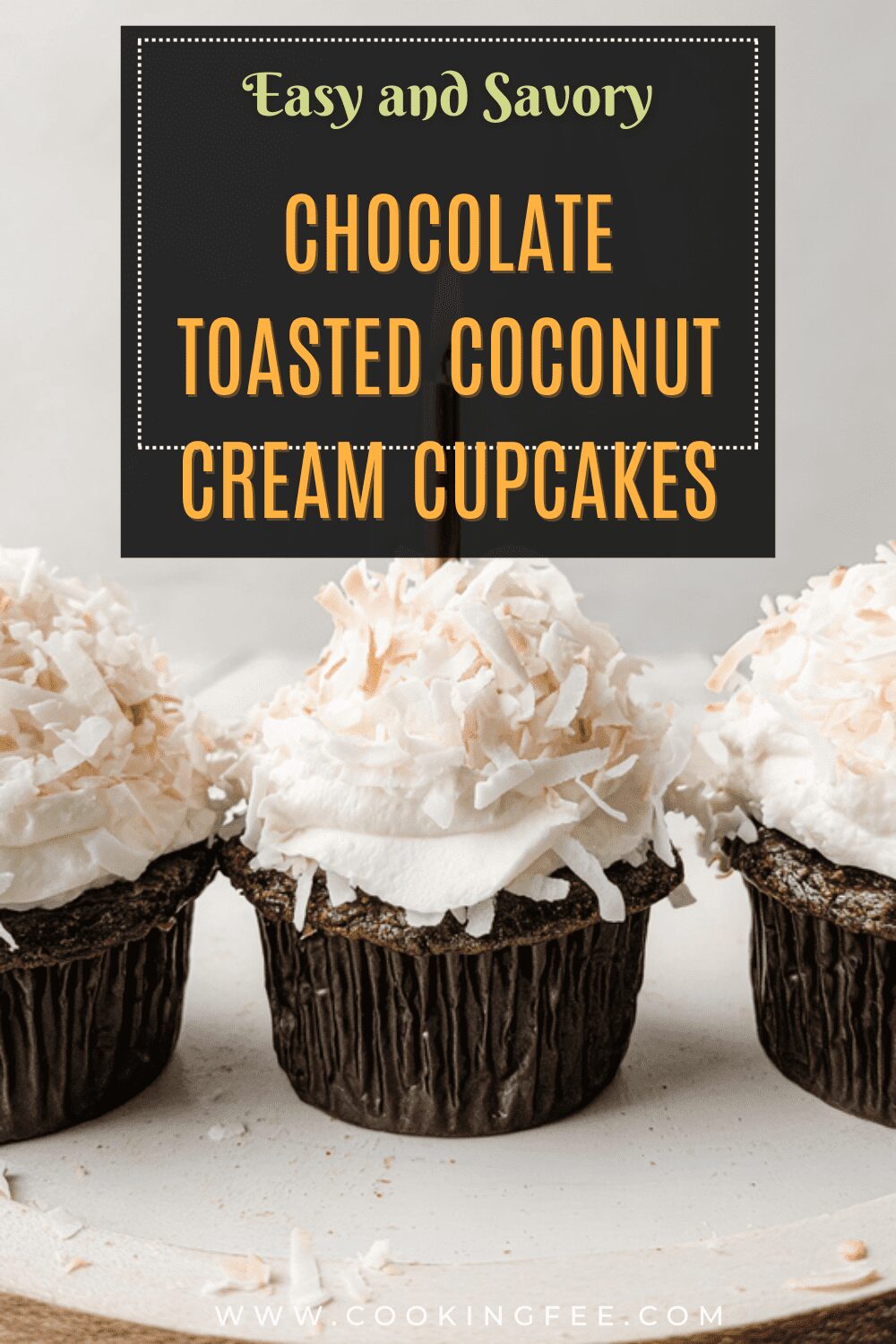 Chocolate Toasted Coconut Cream Cupcakes