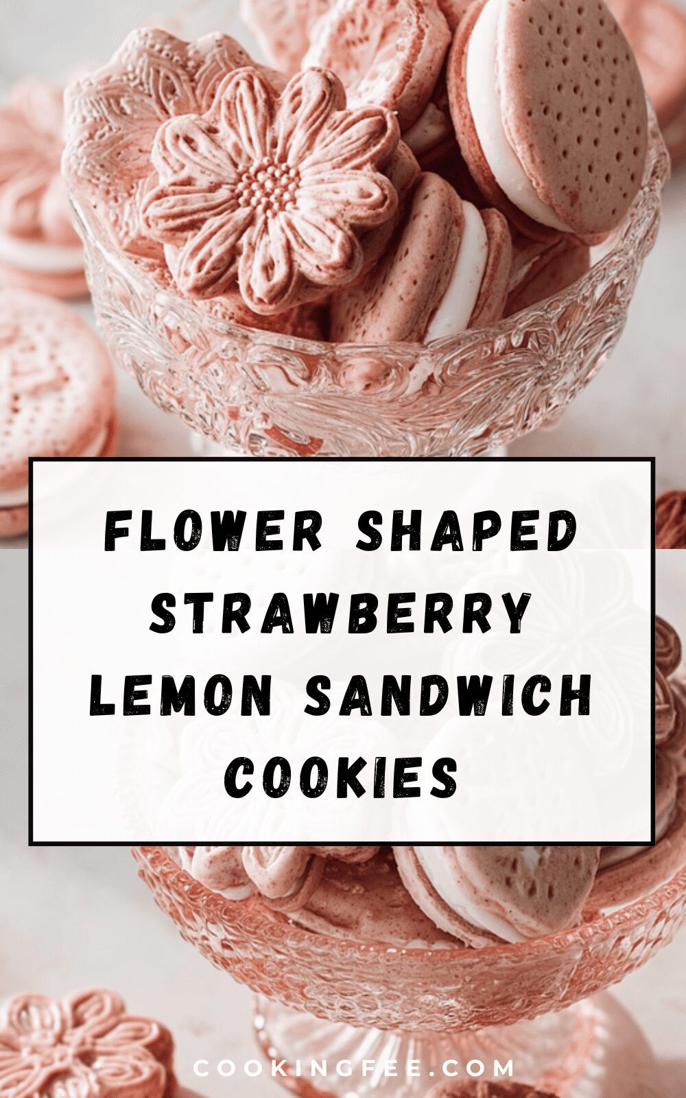 Flower Shaped Strawberry Lemon Sandwich Cookies