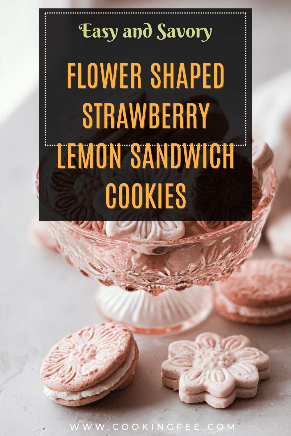 Flower Shaped Strawberry Lemon Sandwich Cookies