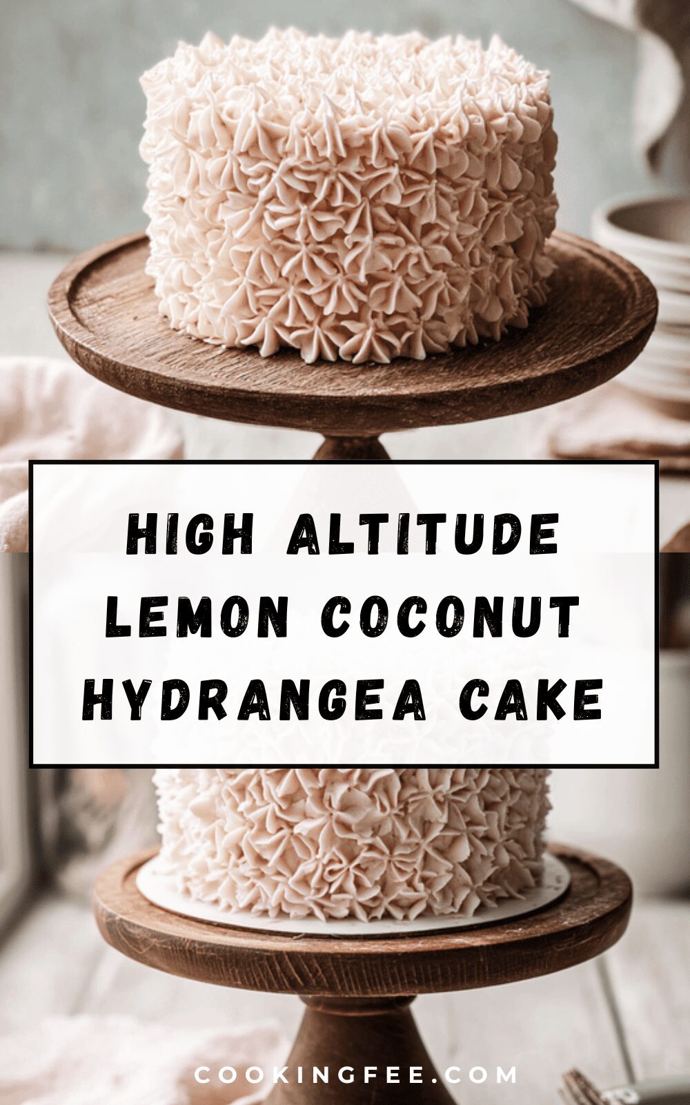 High Altitude Lemon Coconut Hydrangea Cake