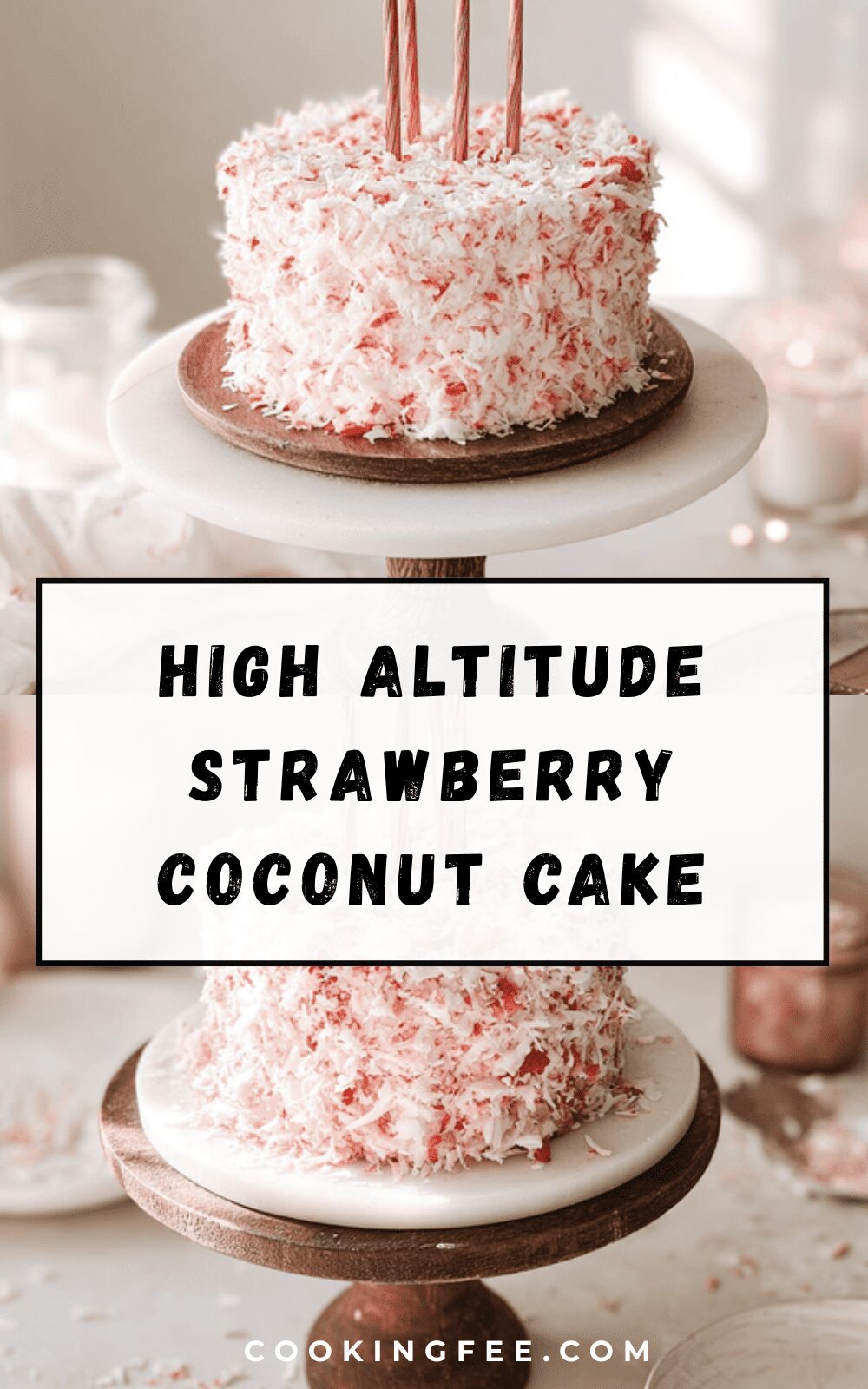 High Altitude Strawberry Coconut Cake