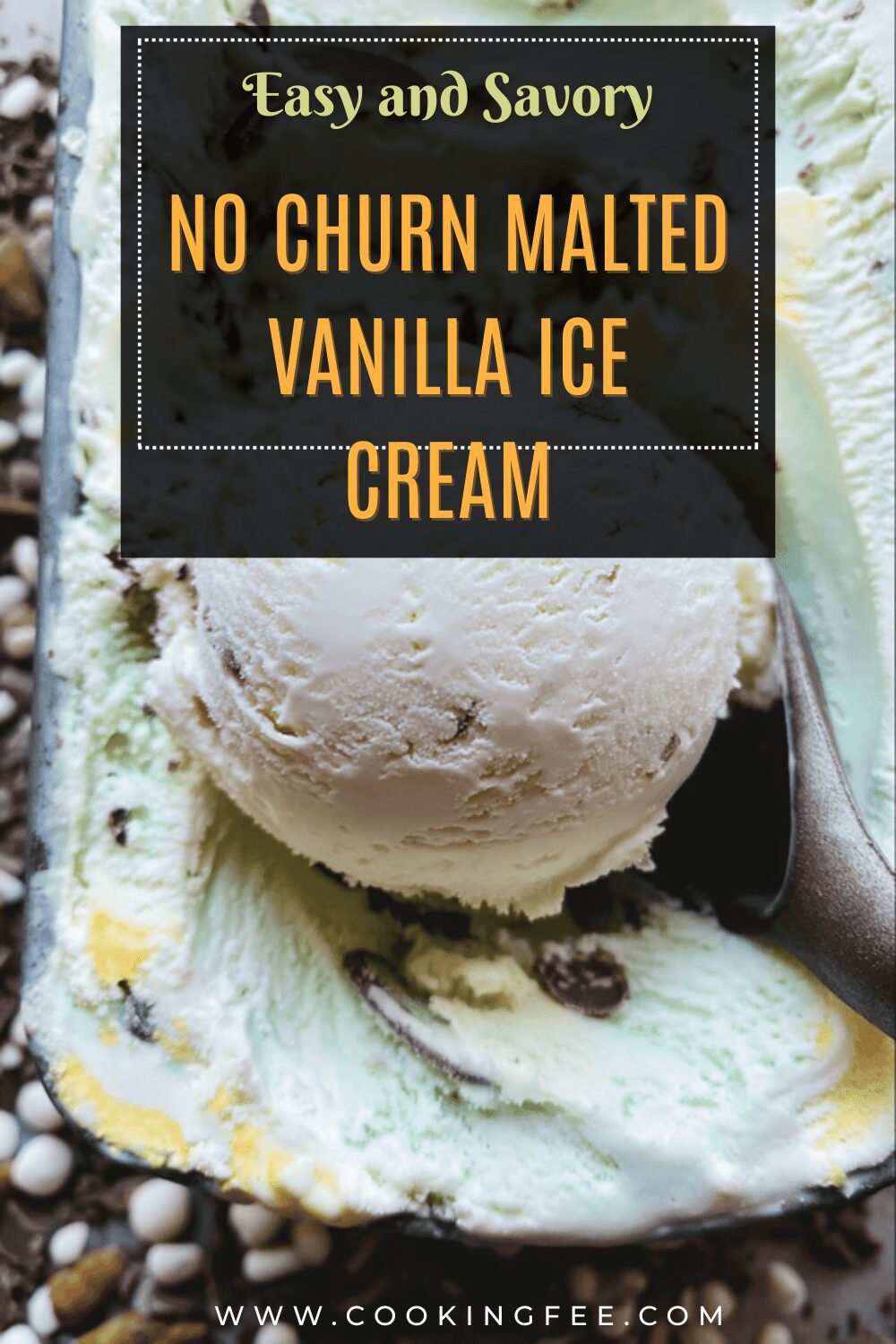 No Churn Malted Vanilla Ice Cream