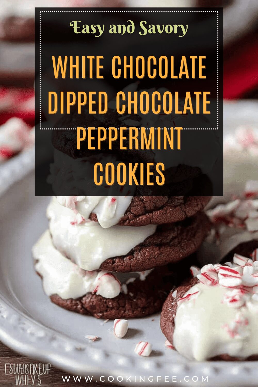 White Chocolate Dipped Chocolate Peppermint Cookies