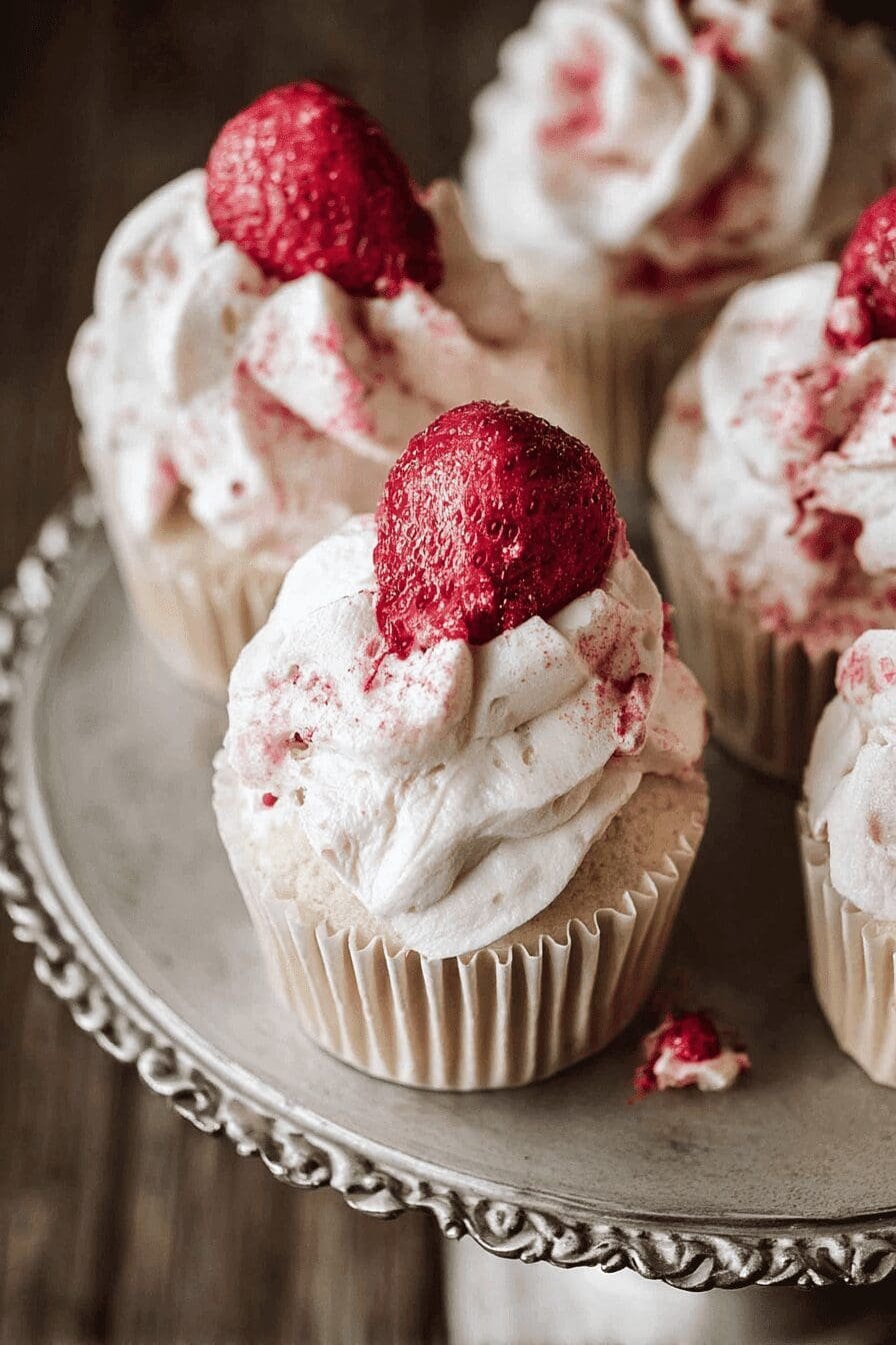 White Chocolate Strawberry Cupcakes Recipe With Fresh Berries