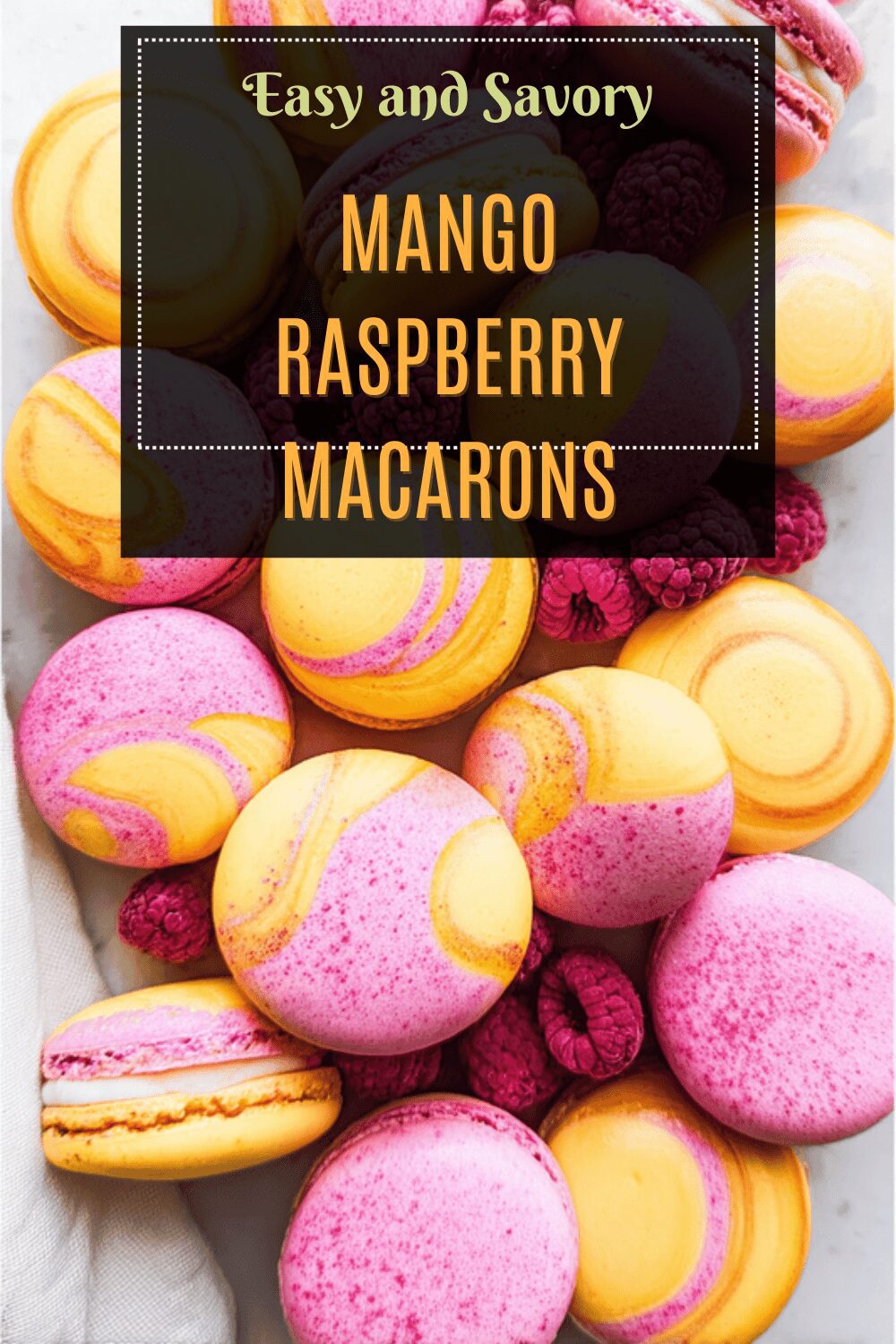 Mango Raspberry Macarons