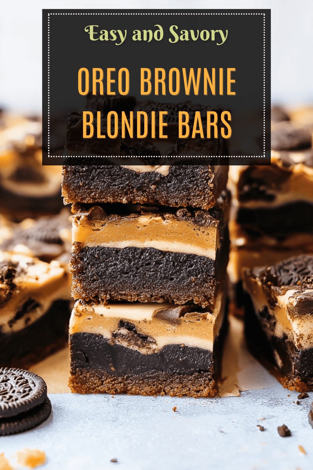 Oreo Blondies Recipe With Creamy Filling And Chewy Texture 7 Oreo Brownie Blondie Bars