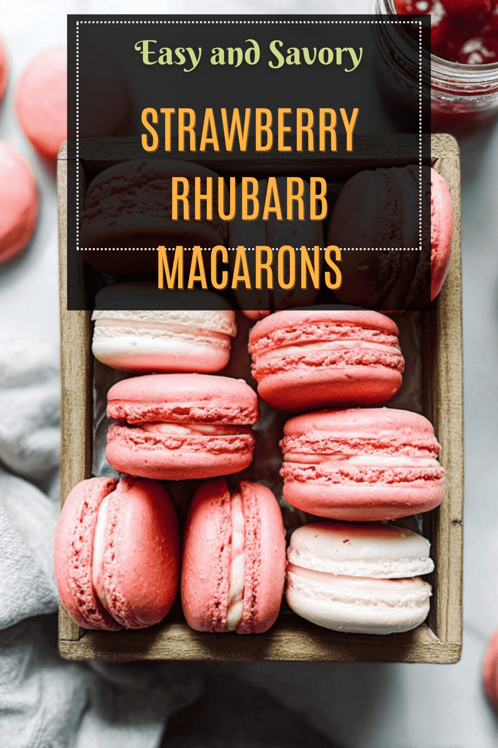 Strawberry Rhubarb Macarons