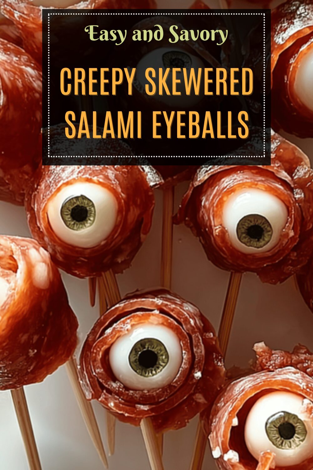 Creepy Skewered Salami Eyeballs