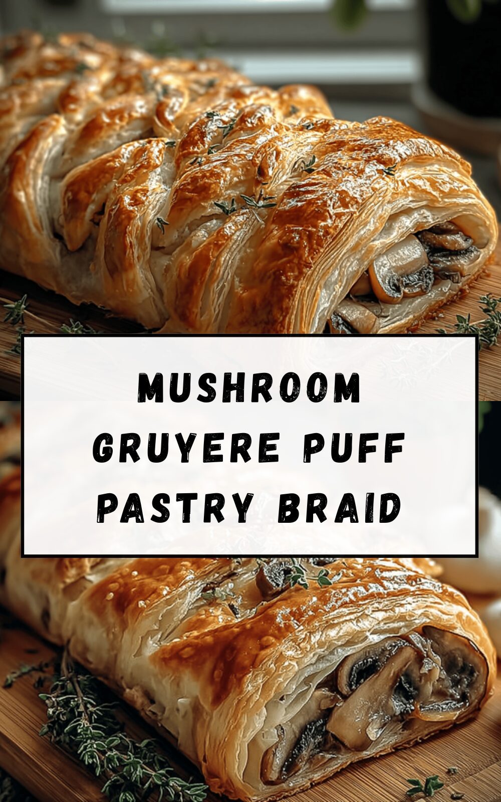 Mushroom Gruyere Puff Pastry Braid