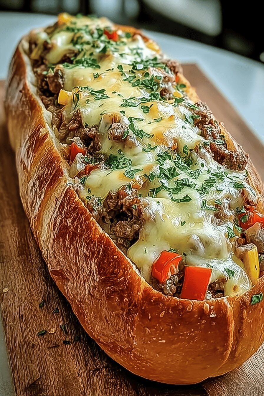 Cheesesteak Stuffed Garlic Loaf