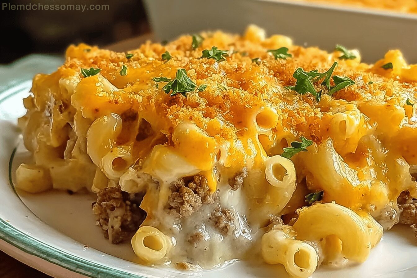 Cheesy Macaroni Hamburger Casserole