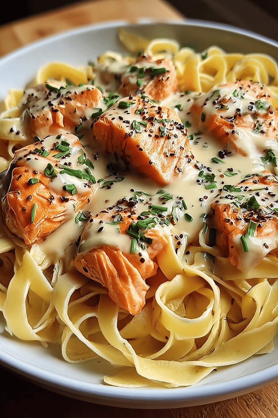 Creamy Garlic Salmon Pasta