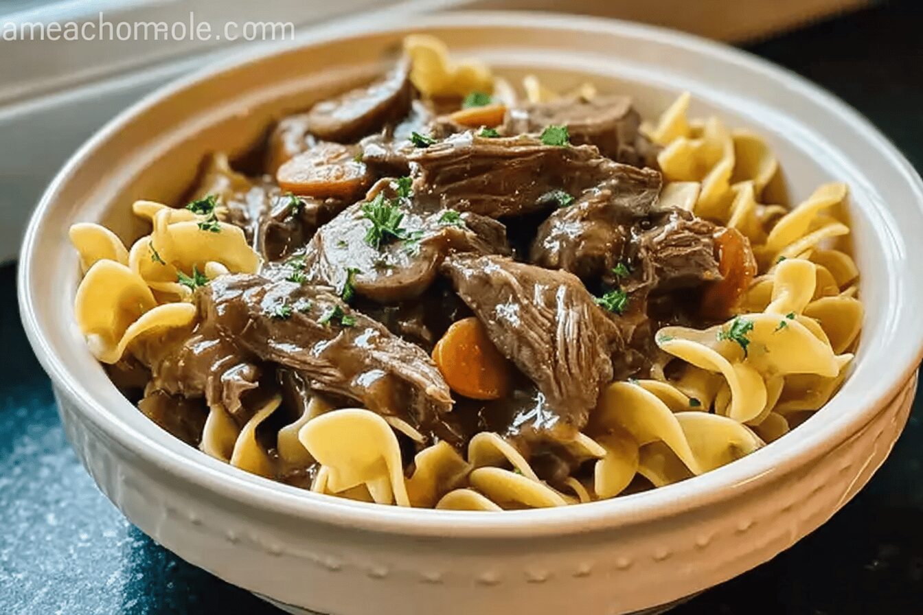Crockpot Beef Tips Noodles