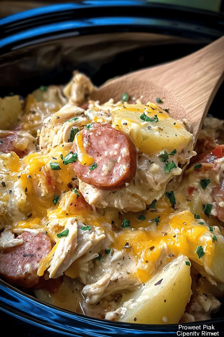 Crockpot Cheesy Chicken Sausage
