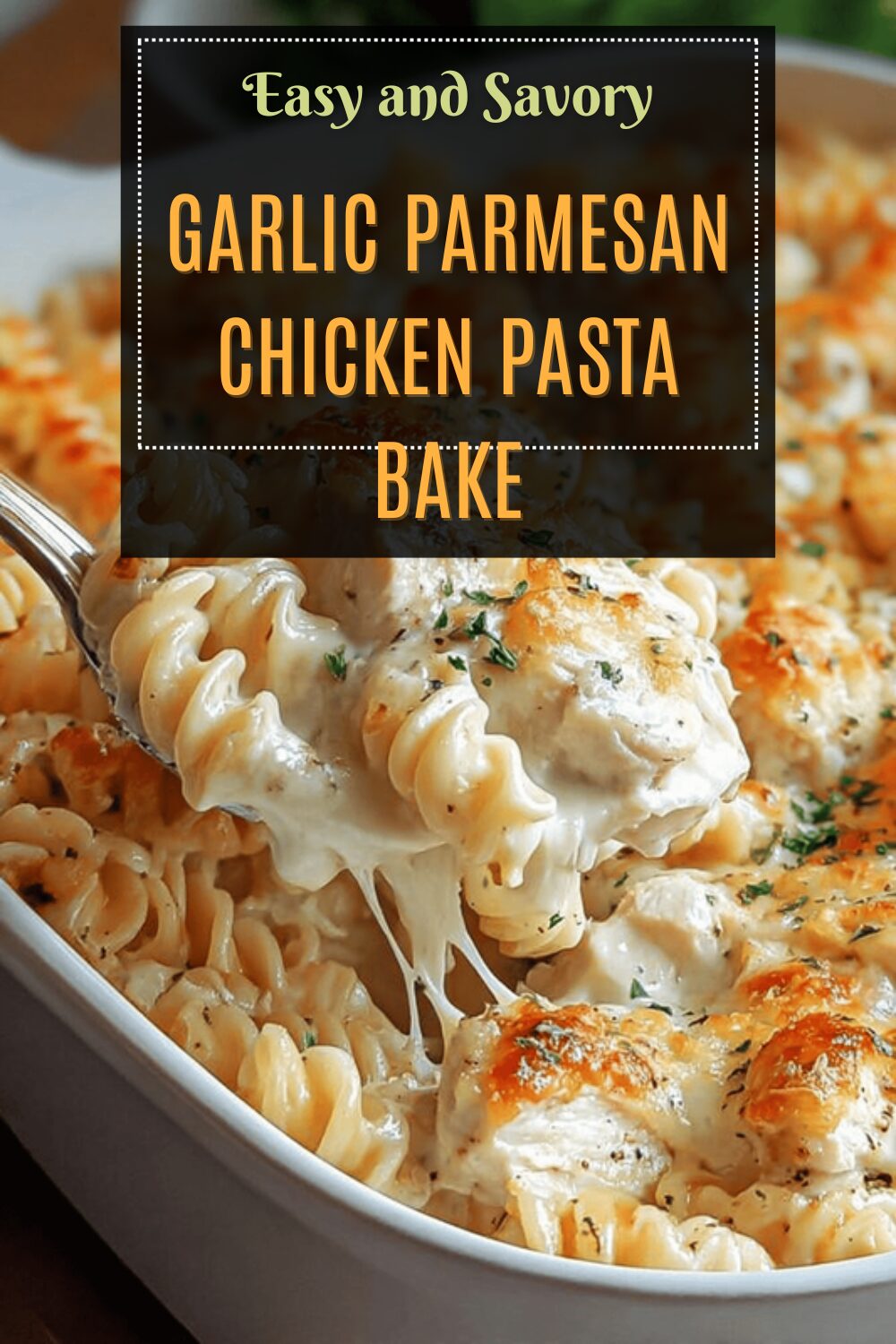 Garlic Parmesan Chicken Pasta Bake