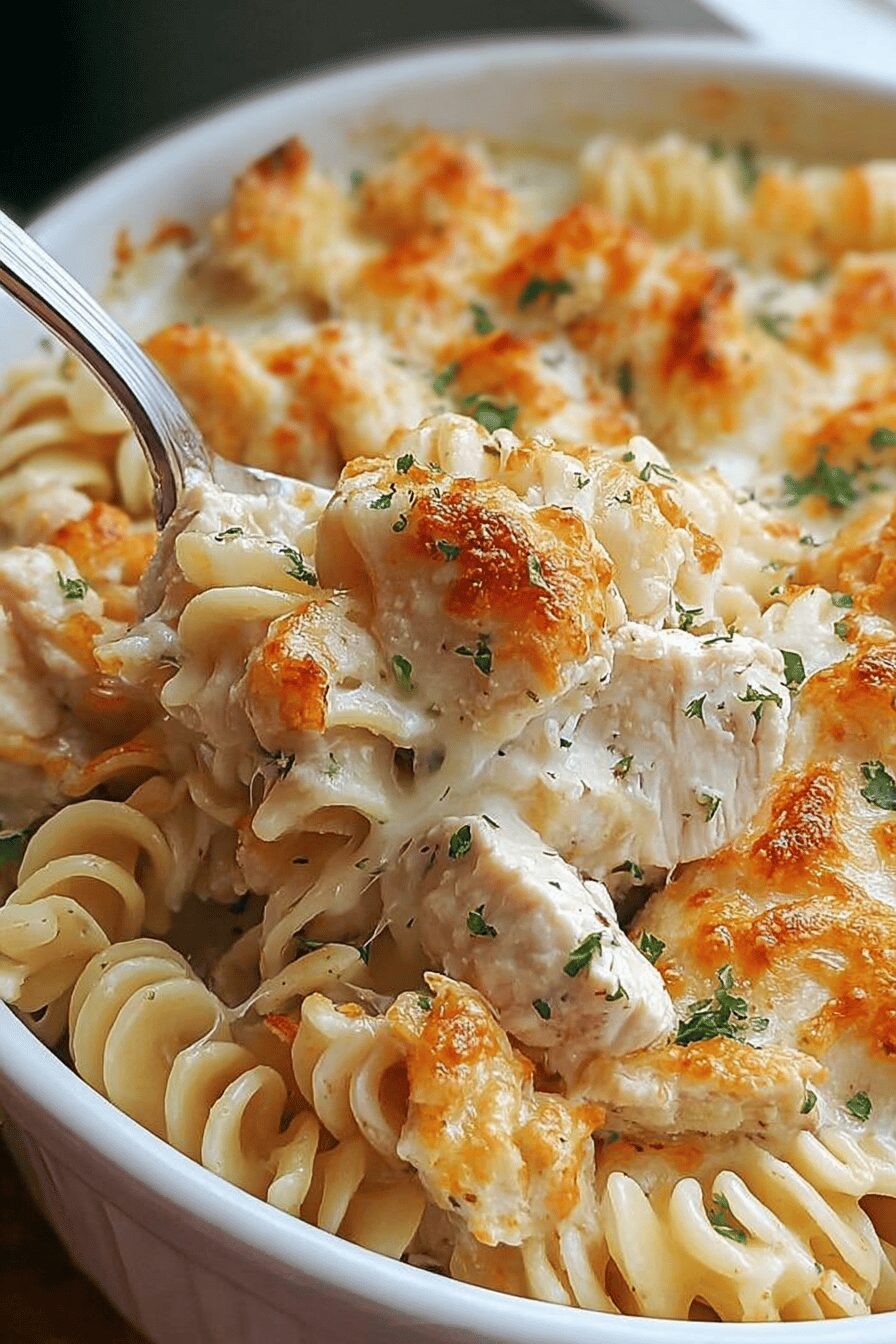 Garlic Parmesan Chicken Pasta Bake