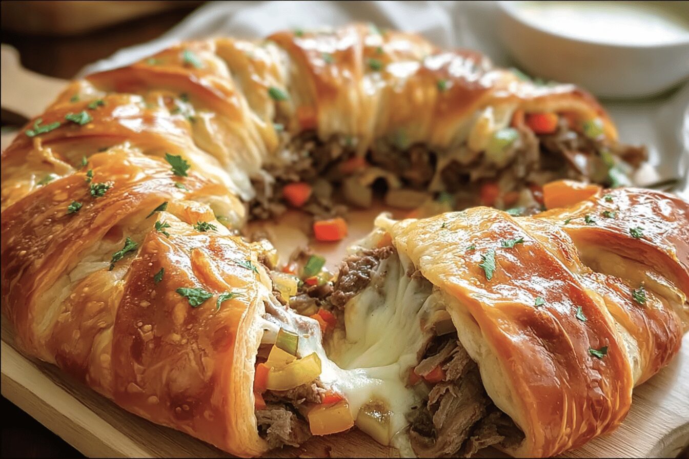 Philly Cheesesteak Crescent Ring