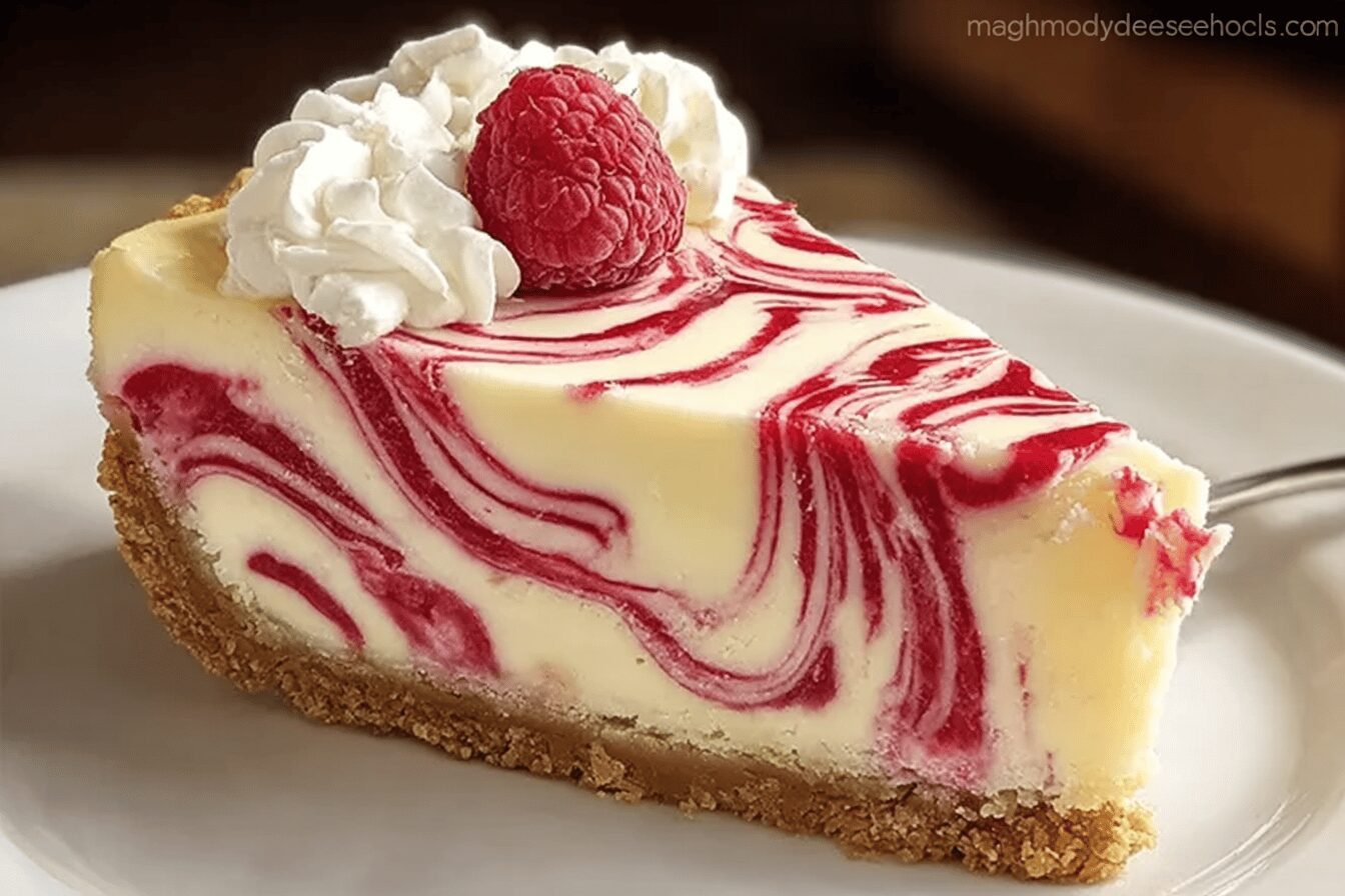 White Chocolate Raspberry Swirl Cheesecake Recipe With Creamy Texture 6 Raspberry White Chocolate Swirl Cheesecake