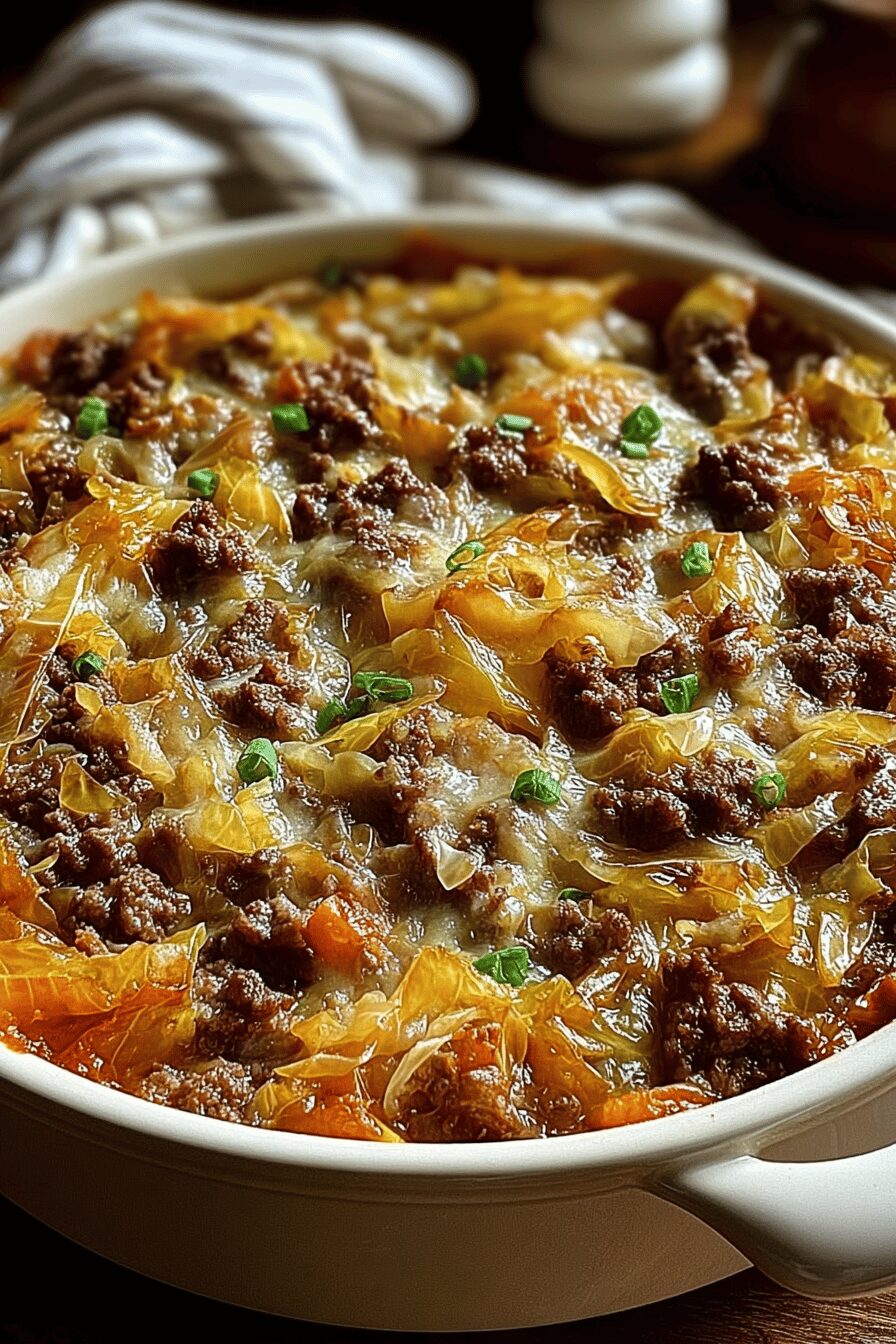 Savory Cabbage Beef Bake