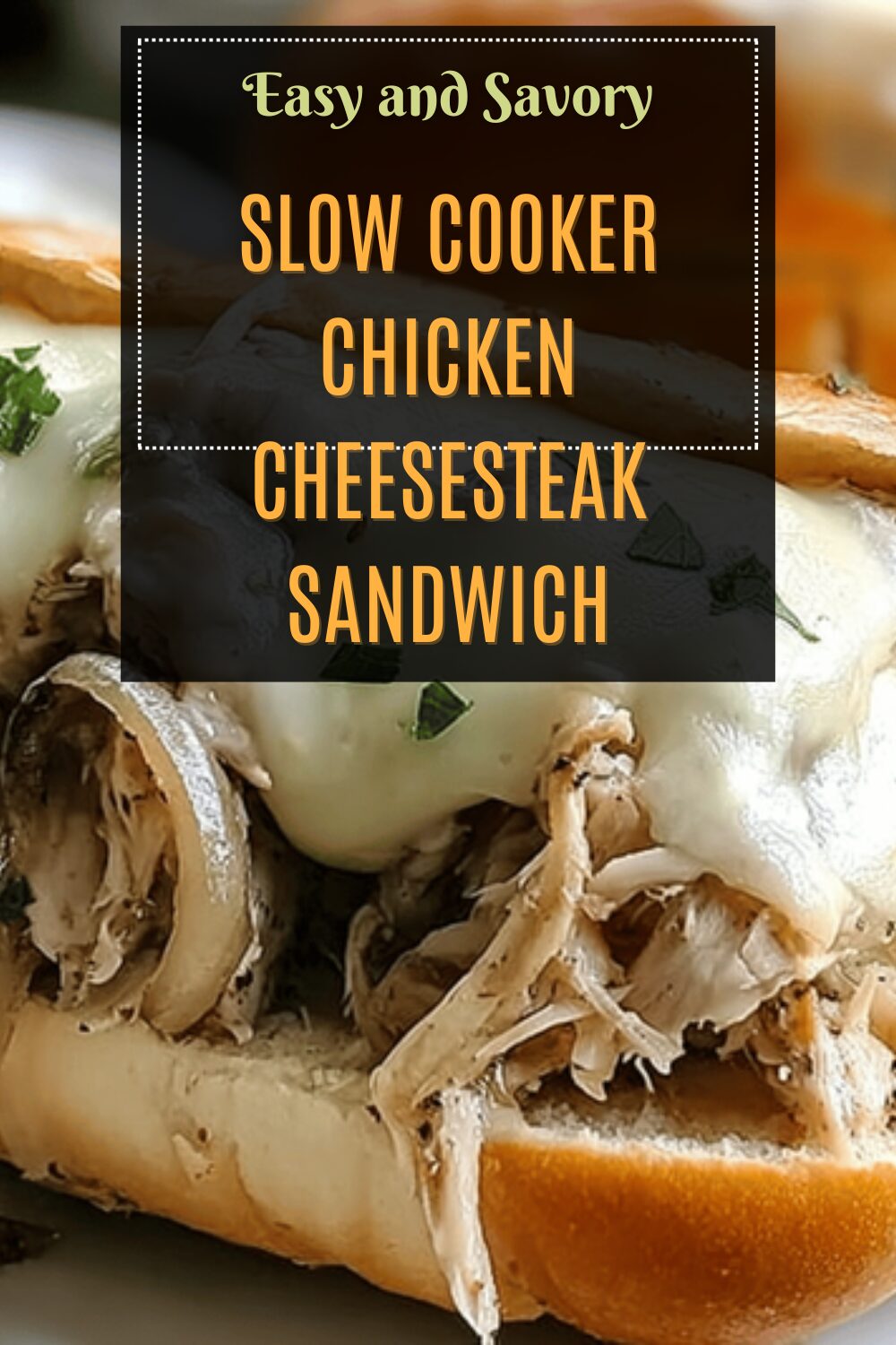 Slow Cooker Chicken Cheesesteak Sandwich