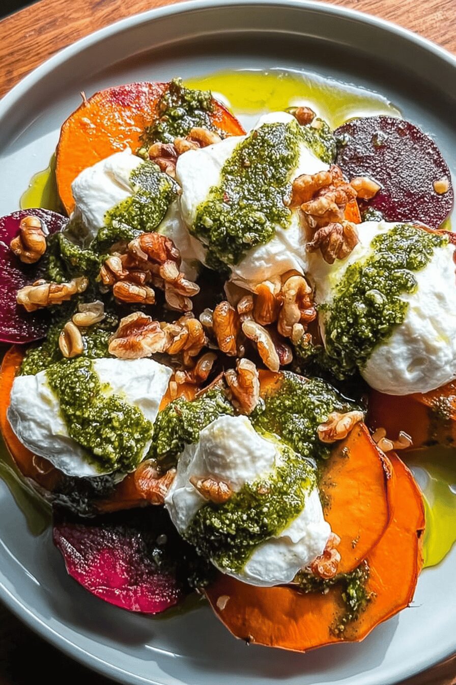 Sweet Potatoes Burrata Pesto