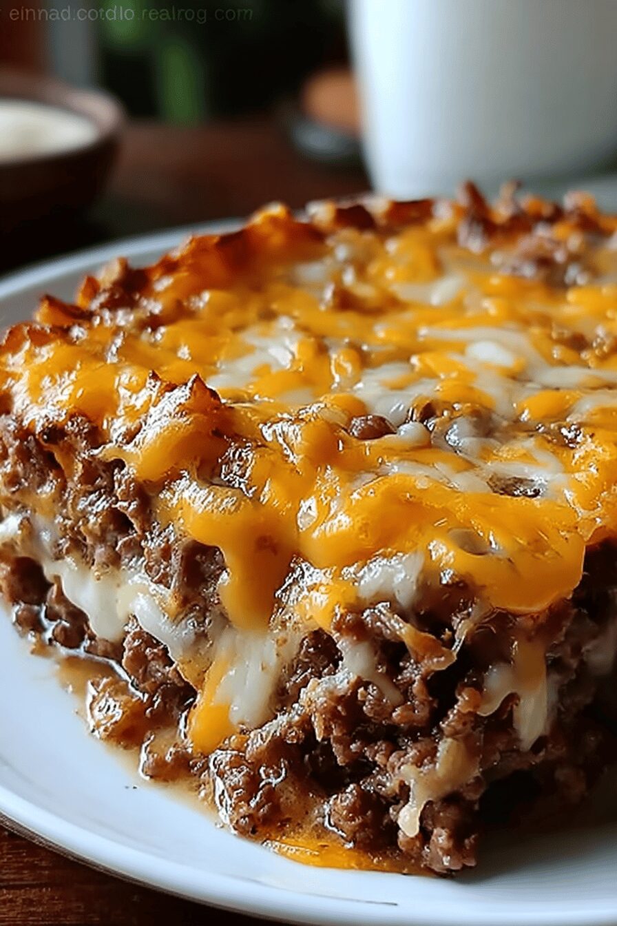 Upside Down Cheesy Beef Cake
