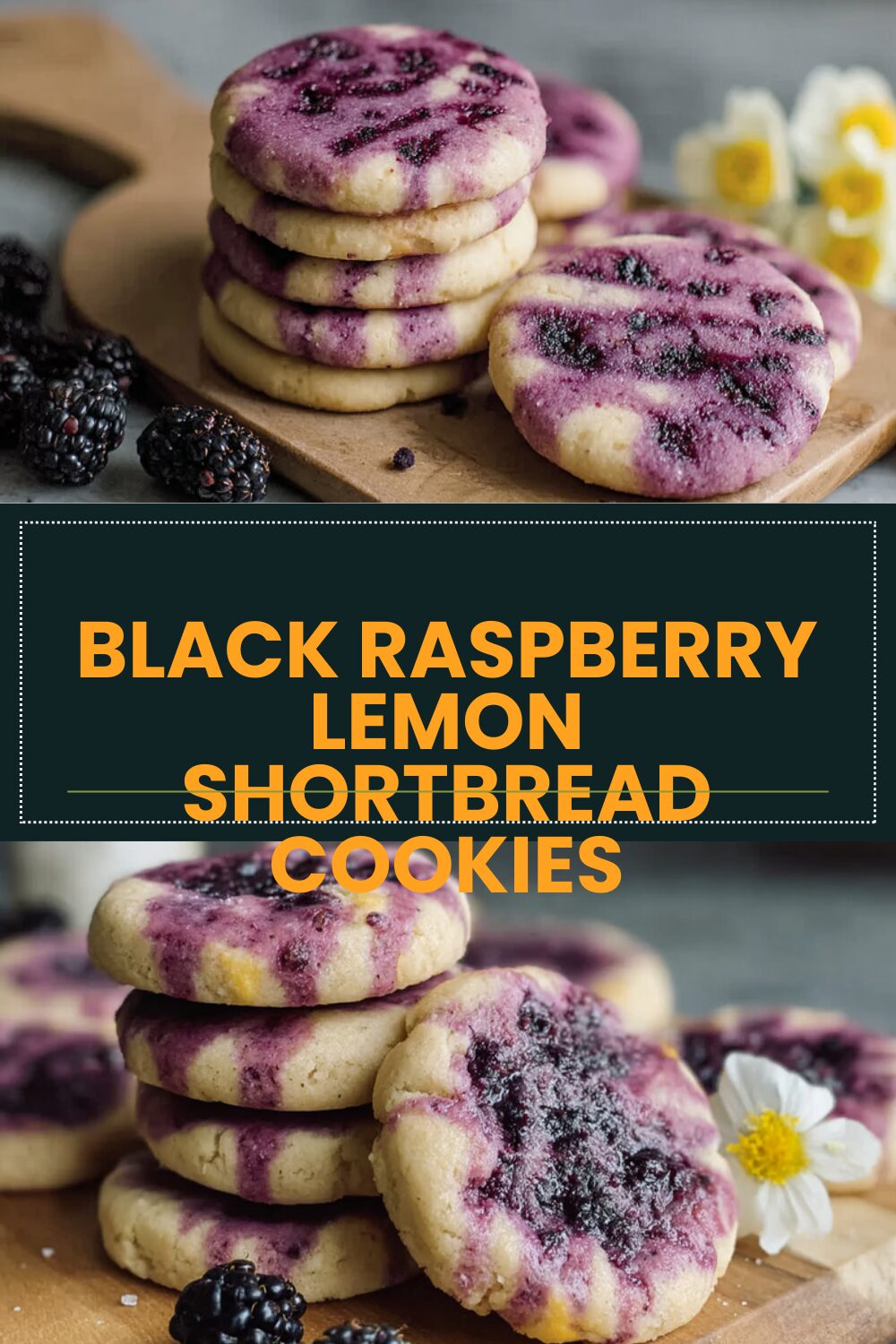 Black Raspberry Lemon Shortbread Cookies
