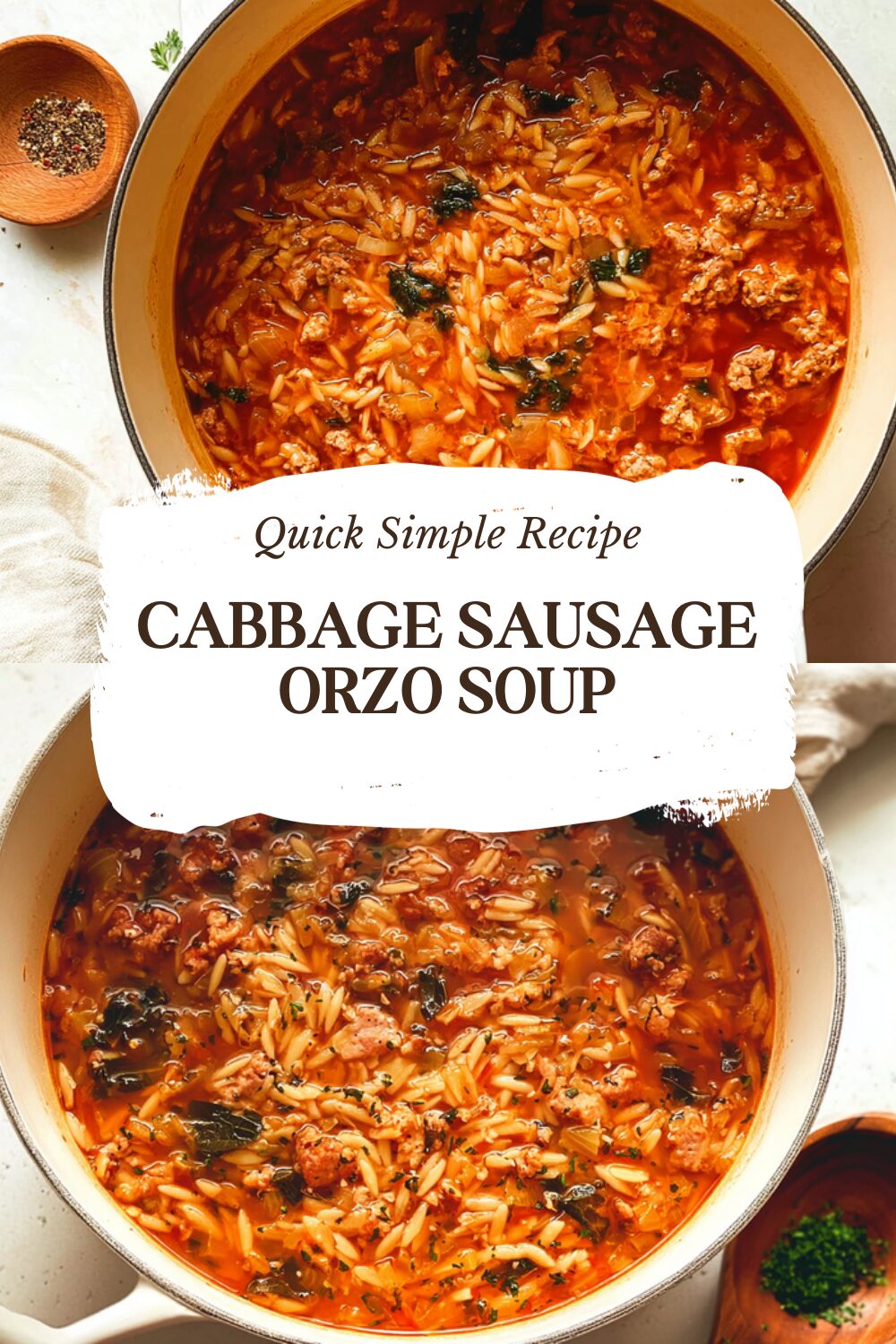Cabbage Sausage Orzo Soup