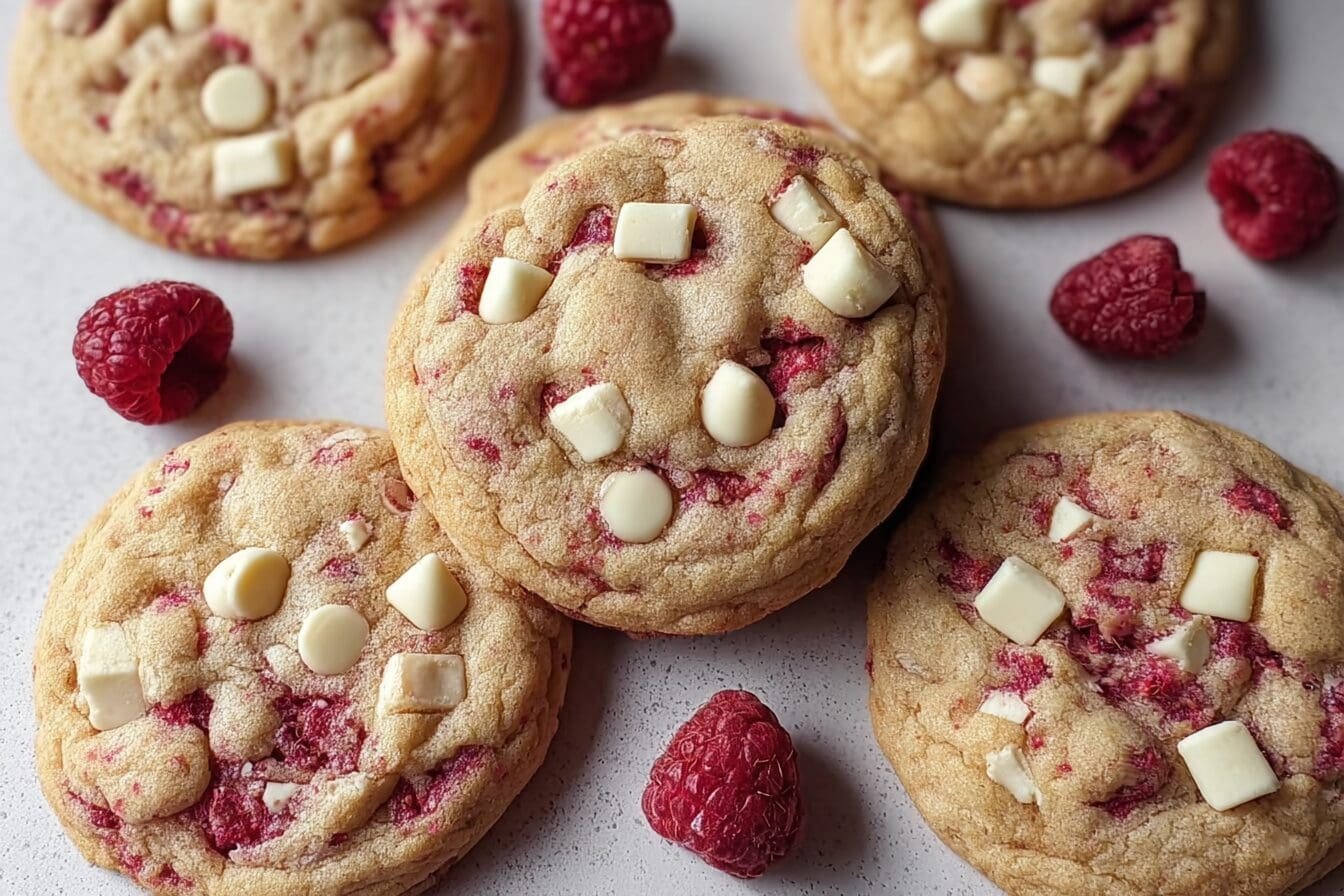 Chewy Raspberry White Chocolate Cookies Recipe With Berries