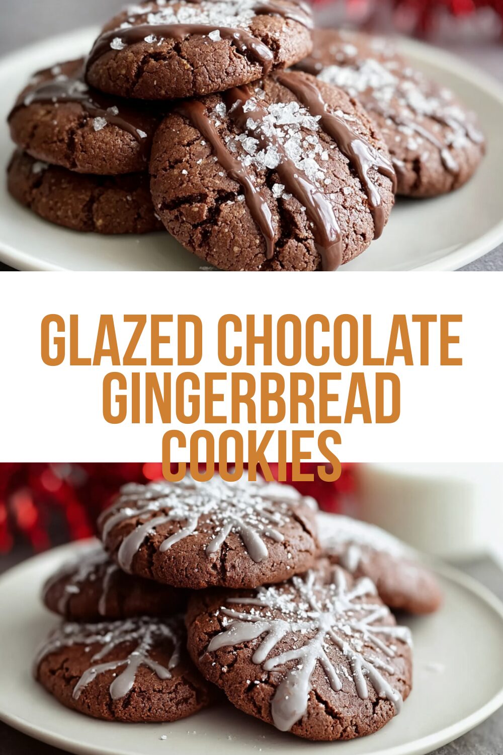 Glazed Chocolate Gingerbread Cookies