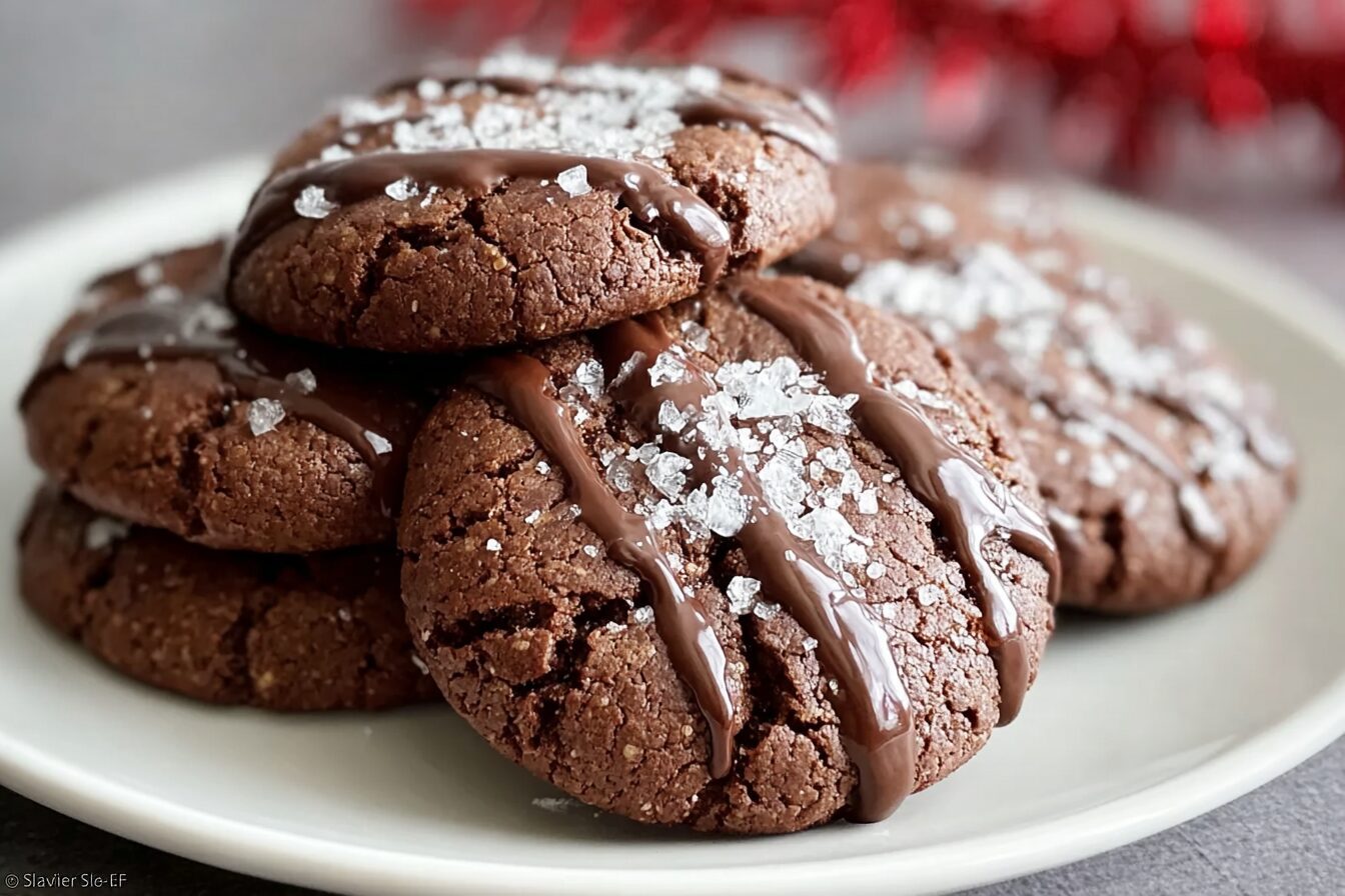 Glazed Chocolate Gingerbread Cookies
