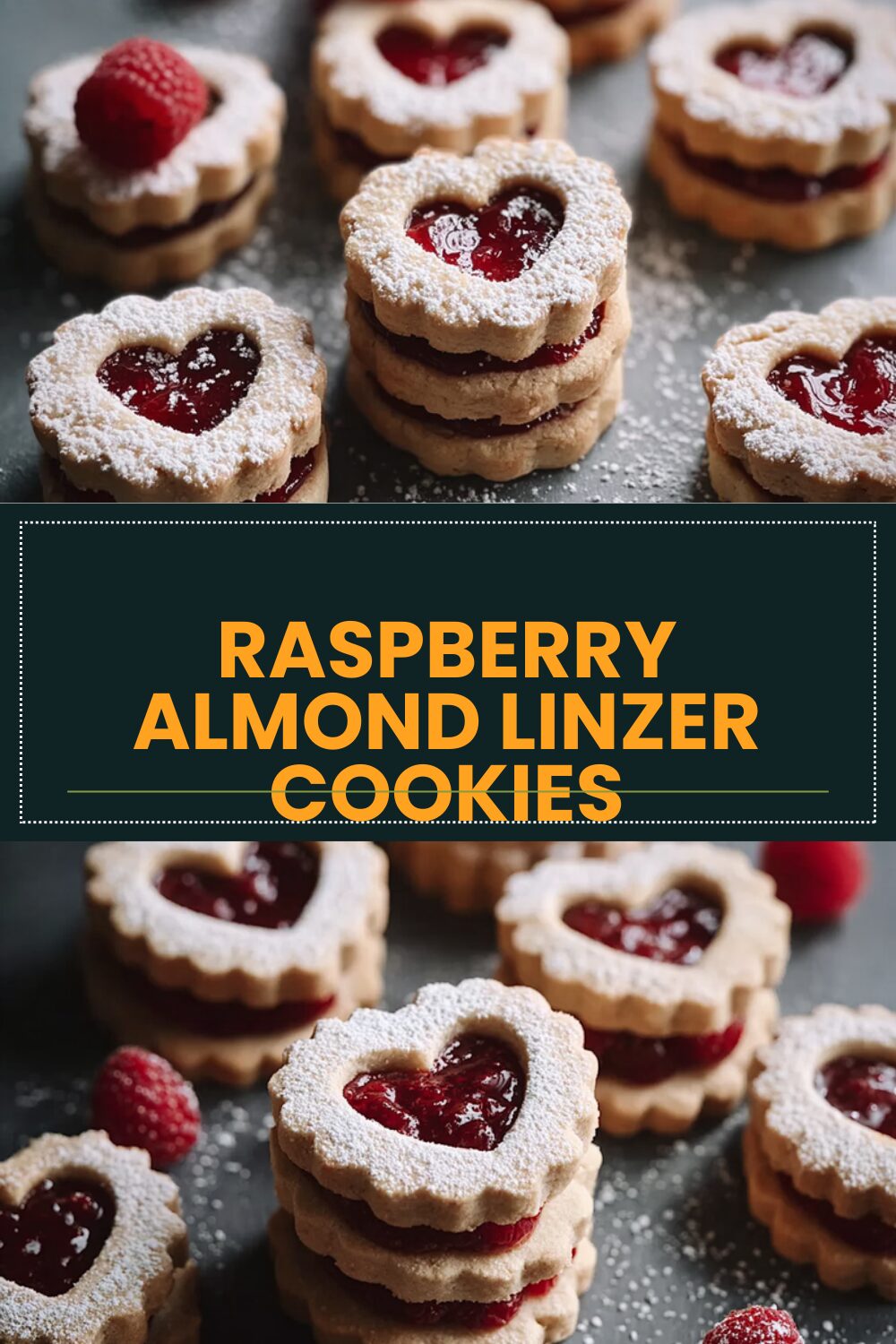 Raspberry Almond Linzer Cookies