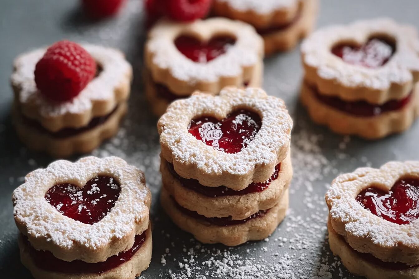 Raspberry Almond Linzer Cookies