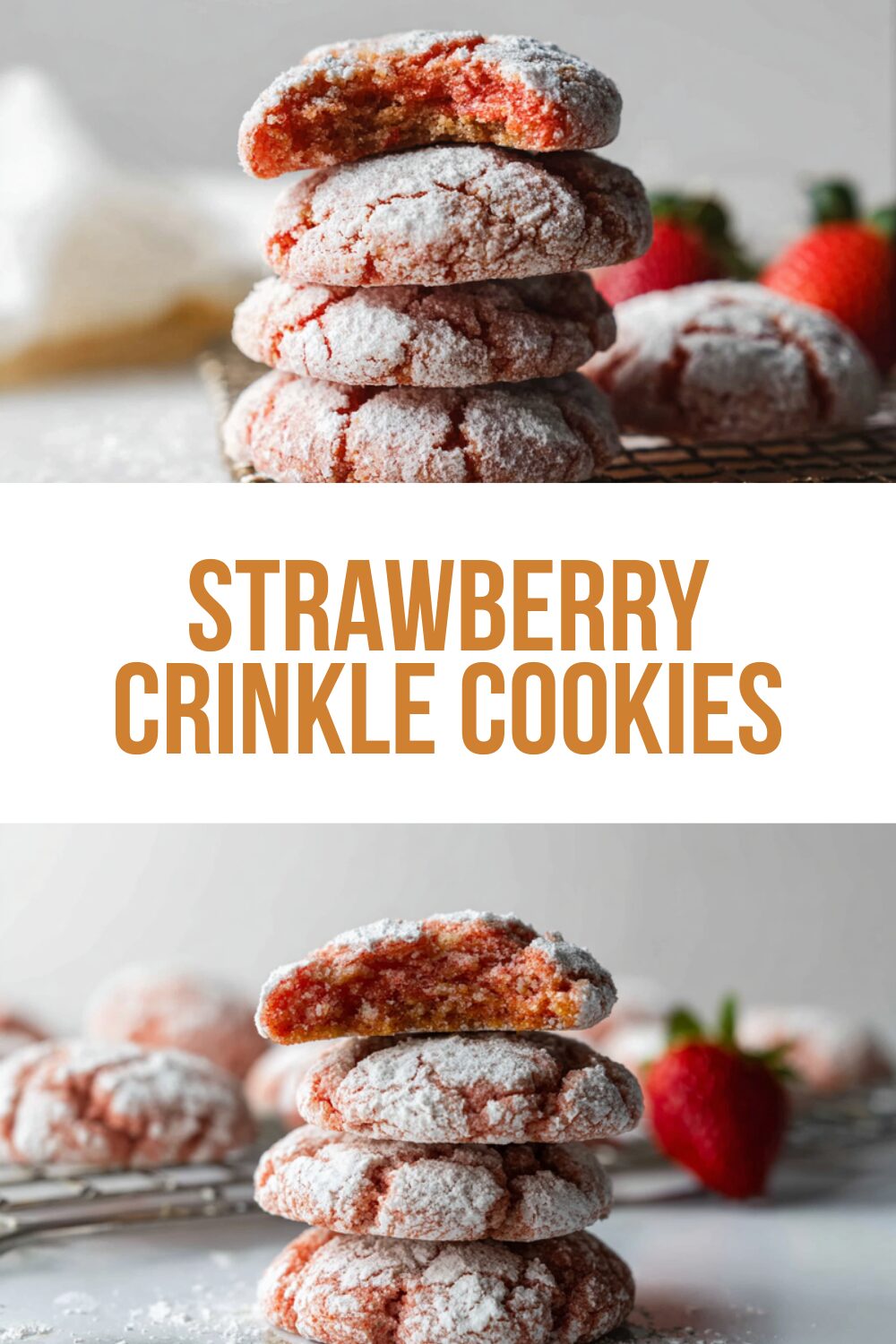 Strawberry Crinkle Cookies