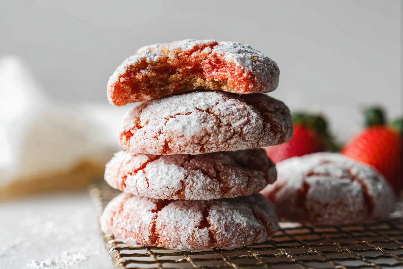 Strawberry Crinkle Cookies