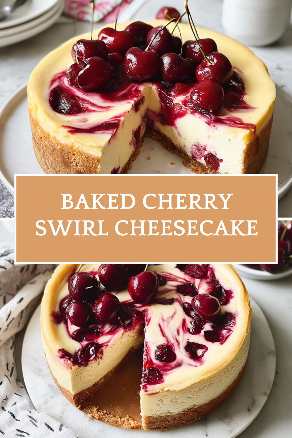 Baked Cherry Swirl Cheesecake