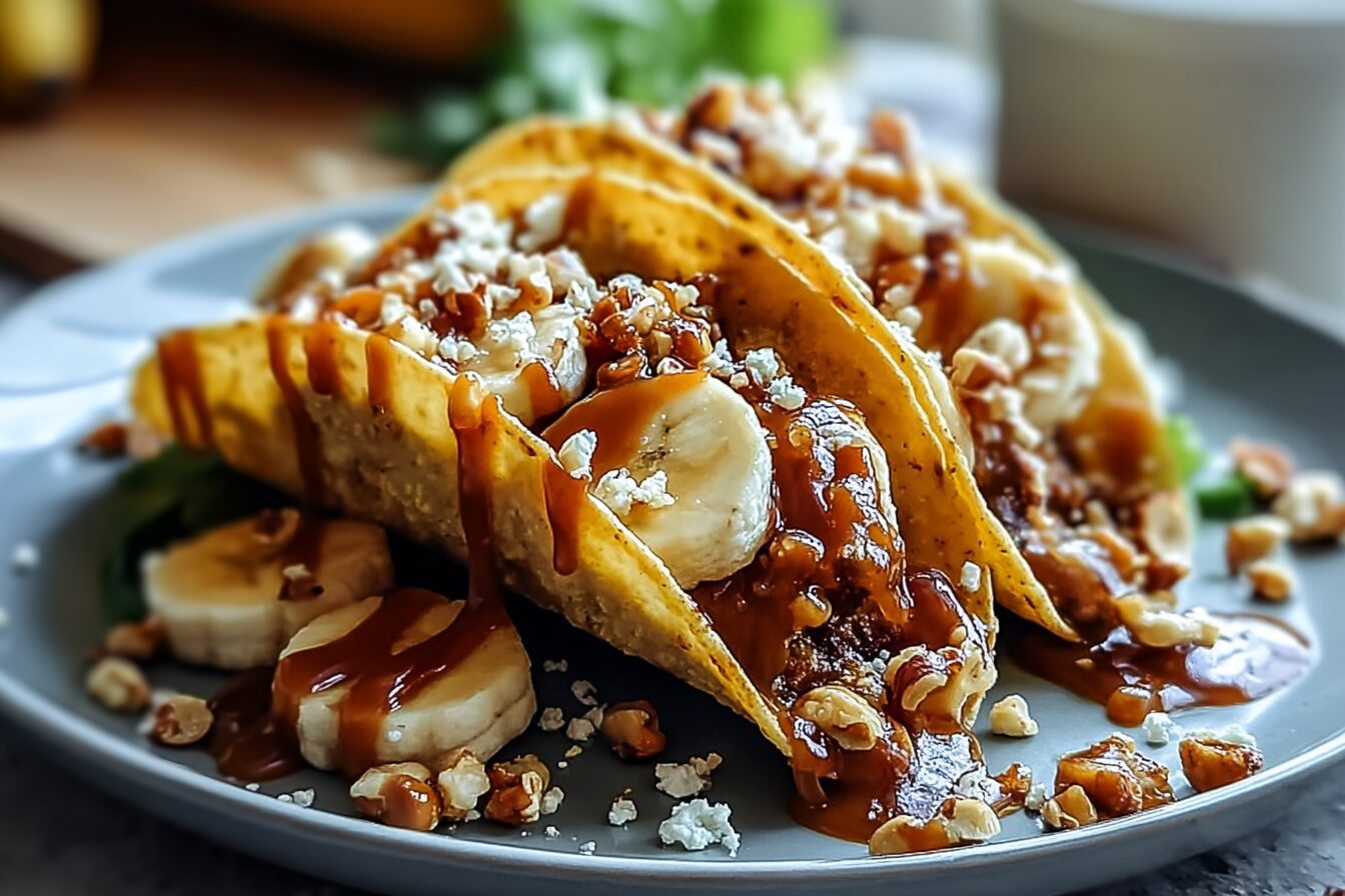 Caramel Banana Nuts Tacos