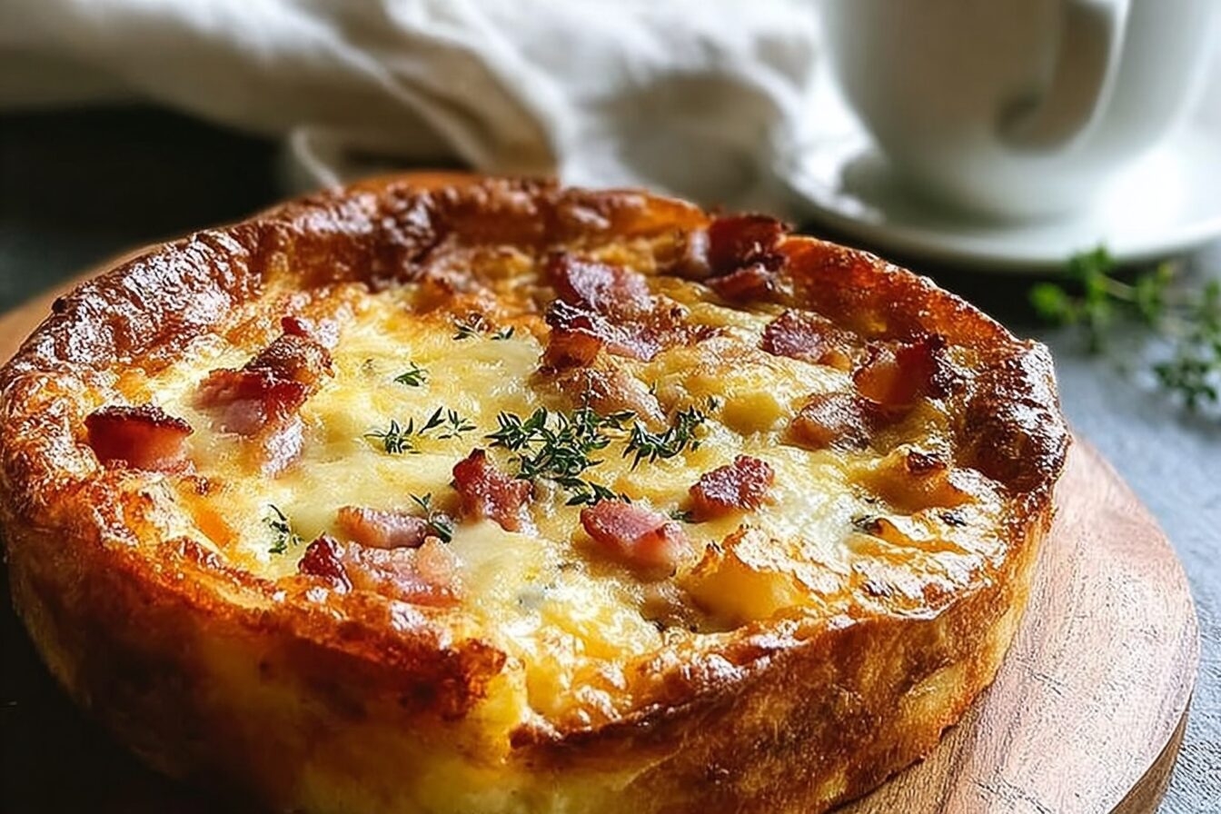 Cheese Bacon Breakfast Strata Cake