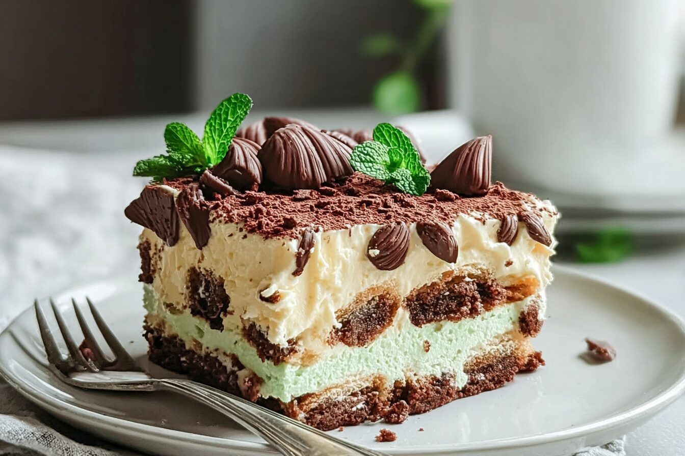 Choc Mint Crackle Cheesecake Lasagne