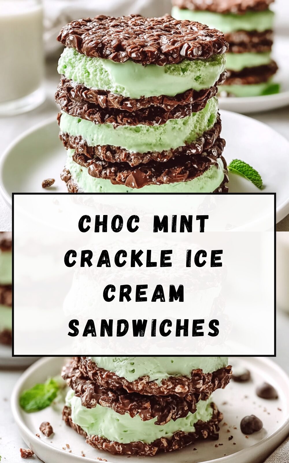 Choc Mint Crackle Ice Cream Sandwiches