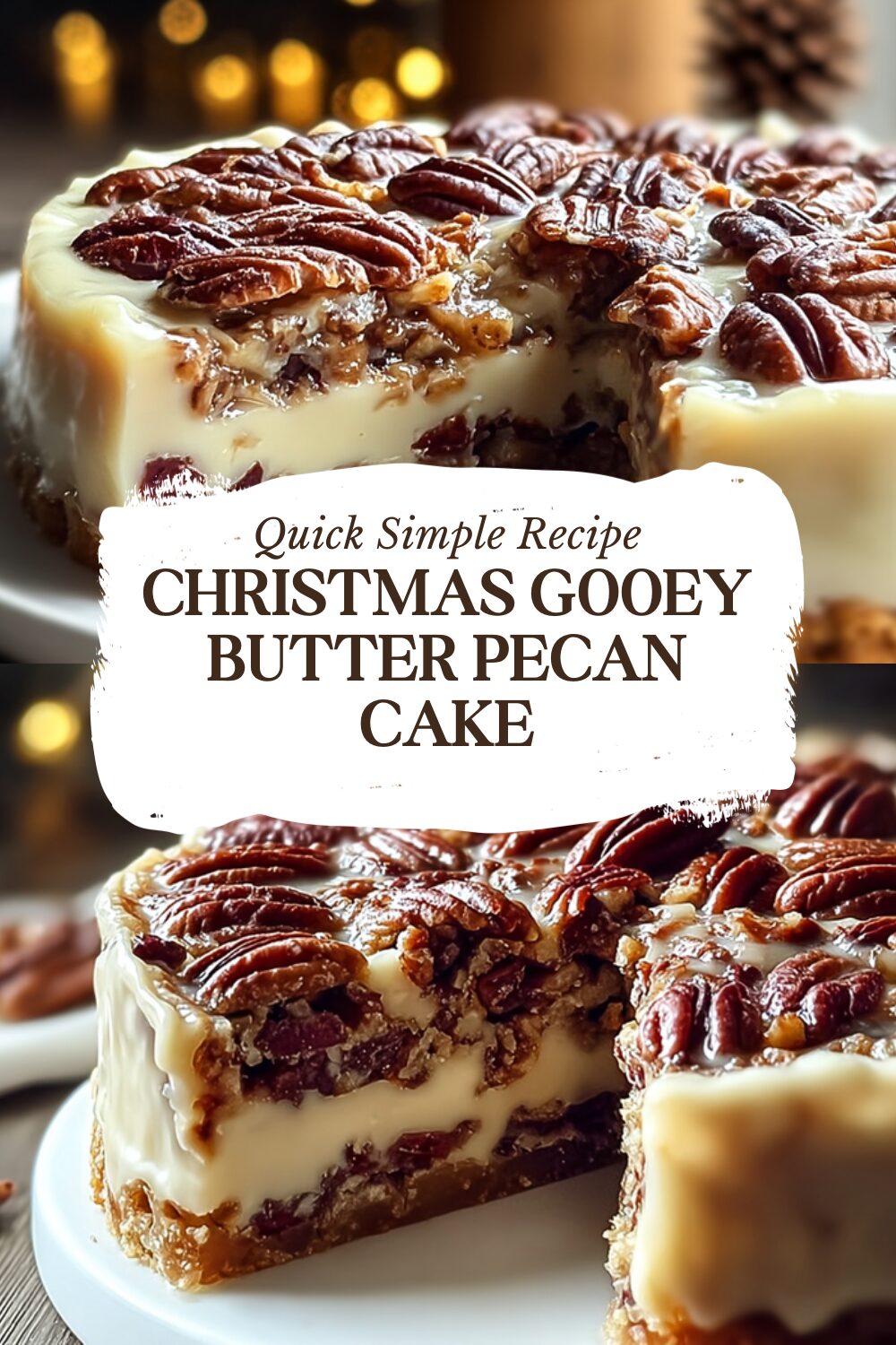 Christmas Gooey Butter Pecan Cake