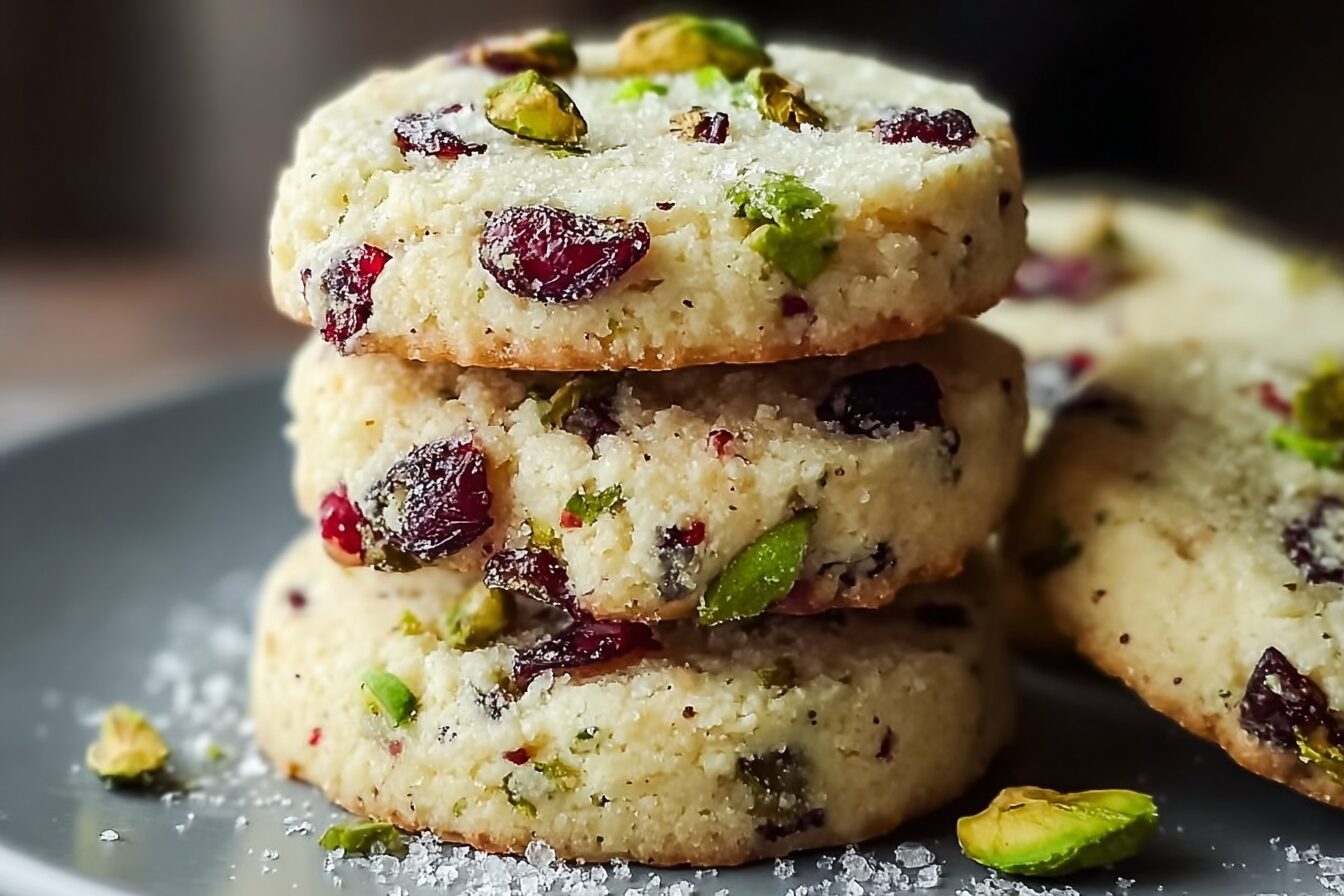 Cranberry Pistachio Shortbread Cookies