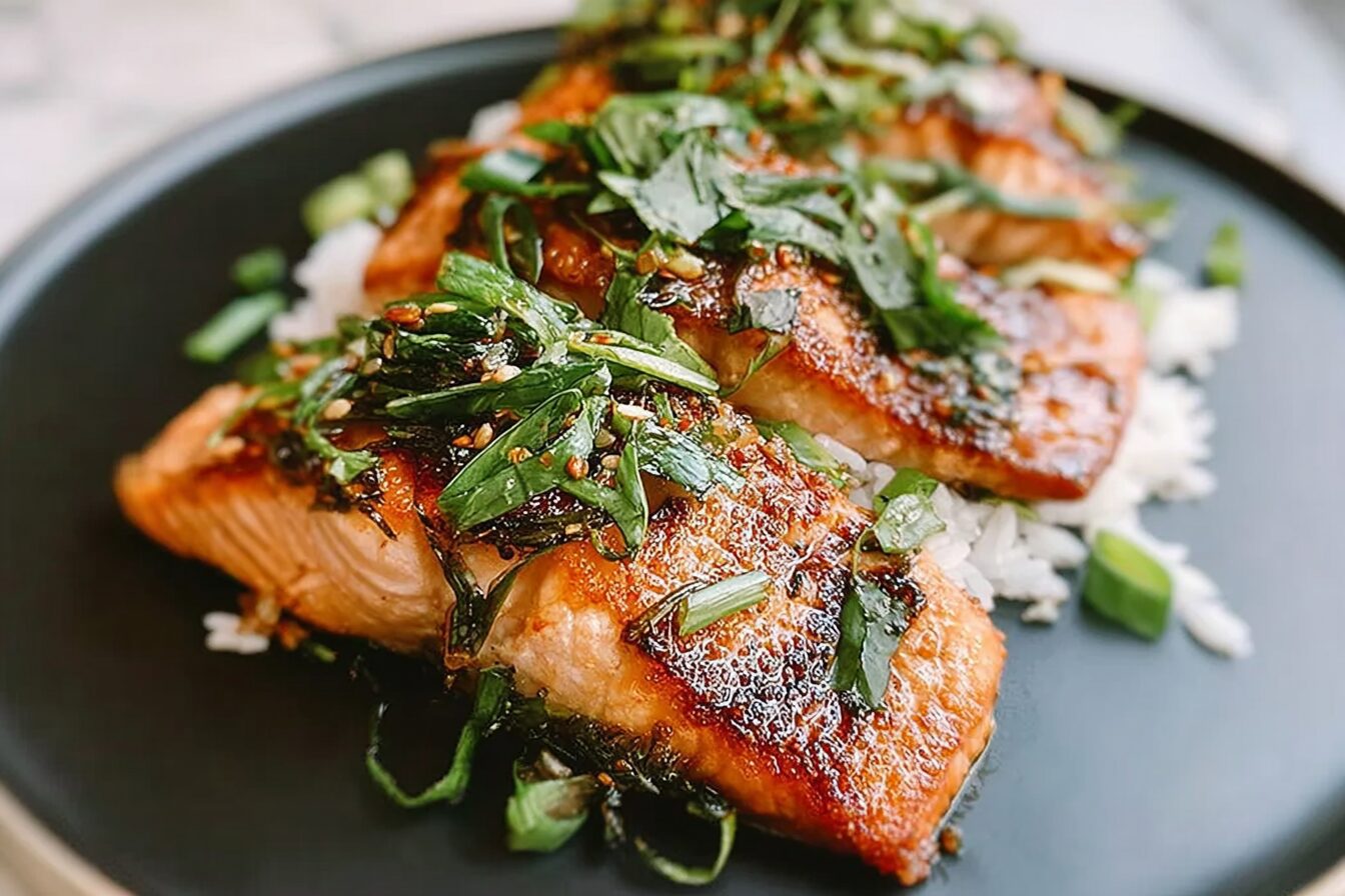 Crispy Scallion Ginger Salmon
