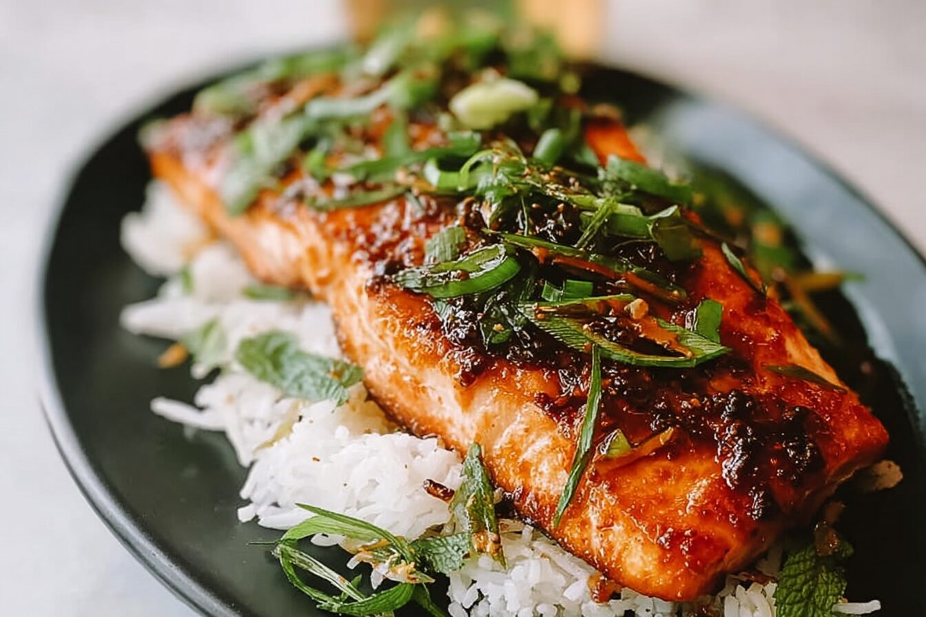 Crispy Scallion Ginger Salmon