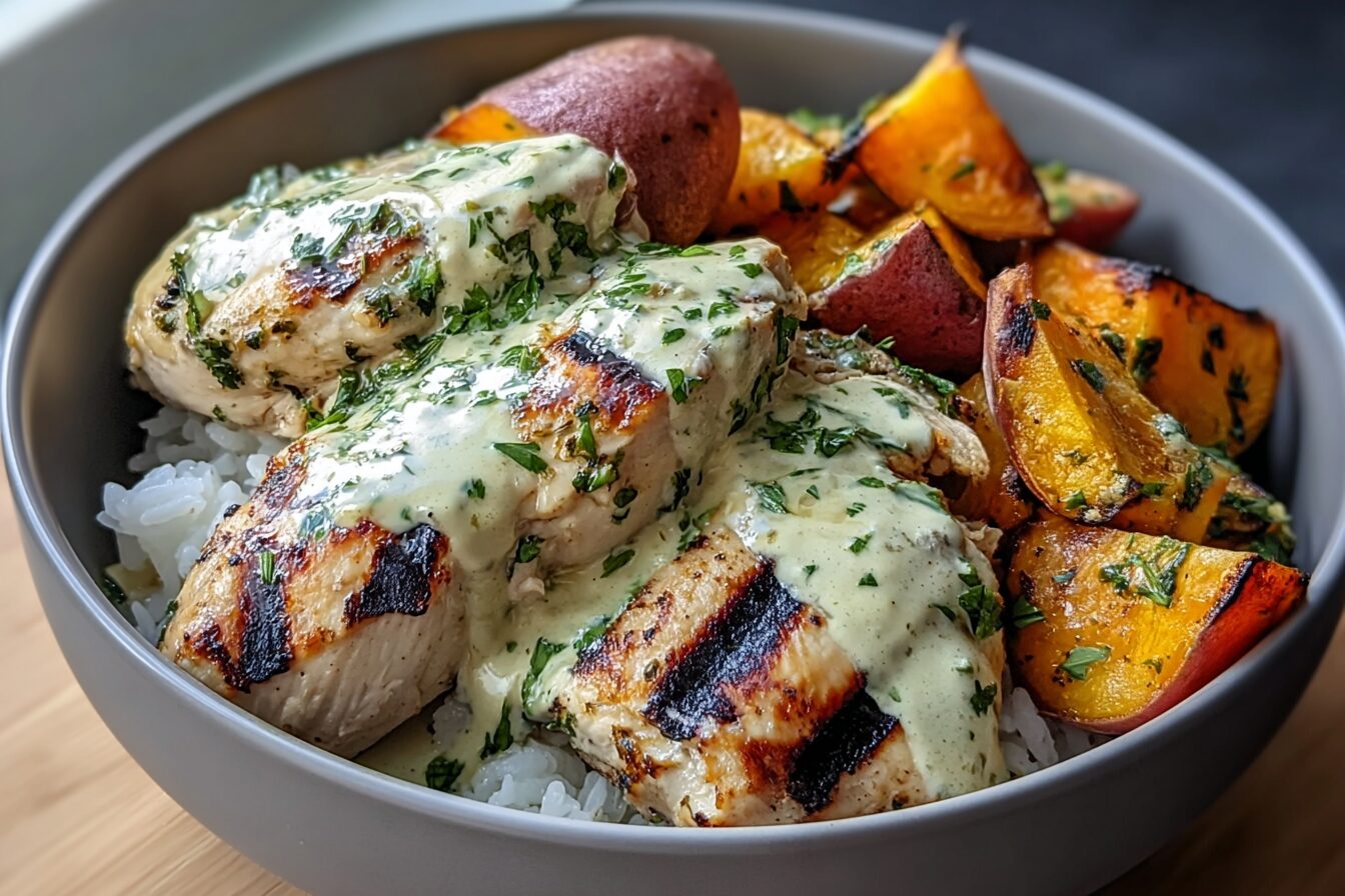 Grilled Chicken Creamy Herb Sauce