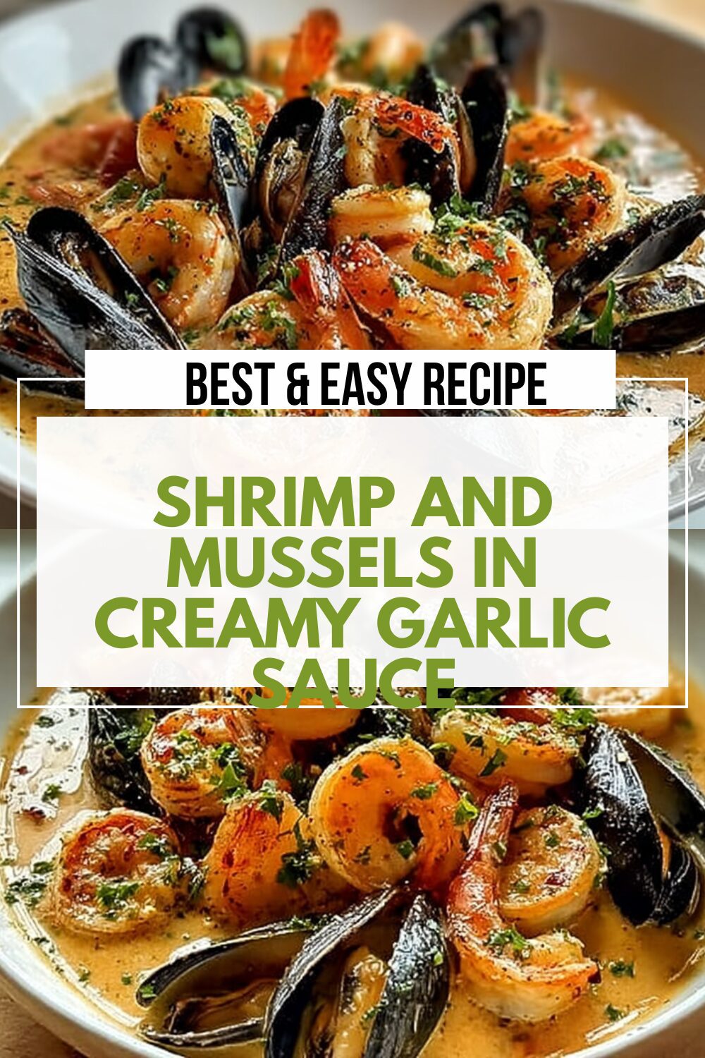 Shrimp And Mussels In Creamy Garlic Sauce