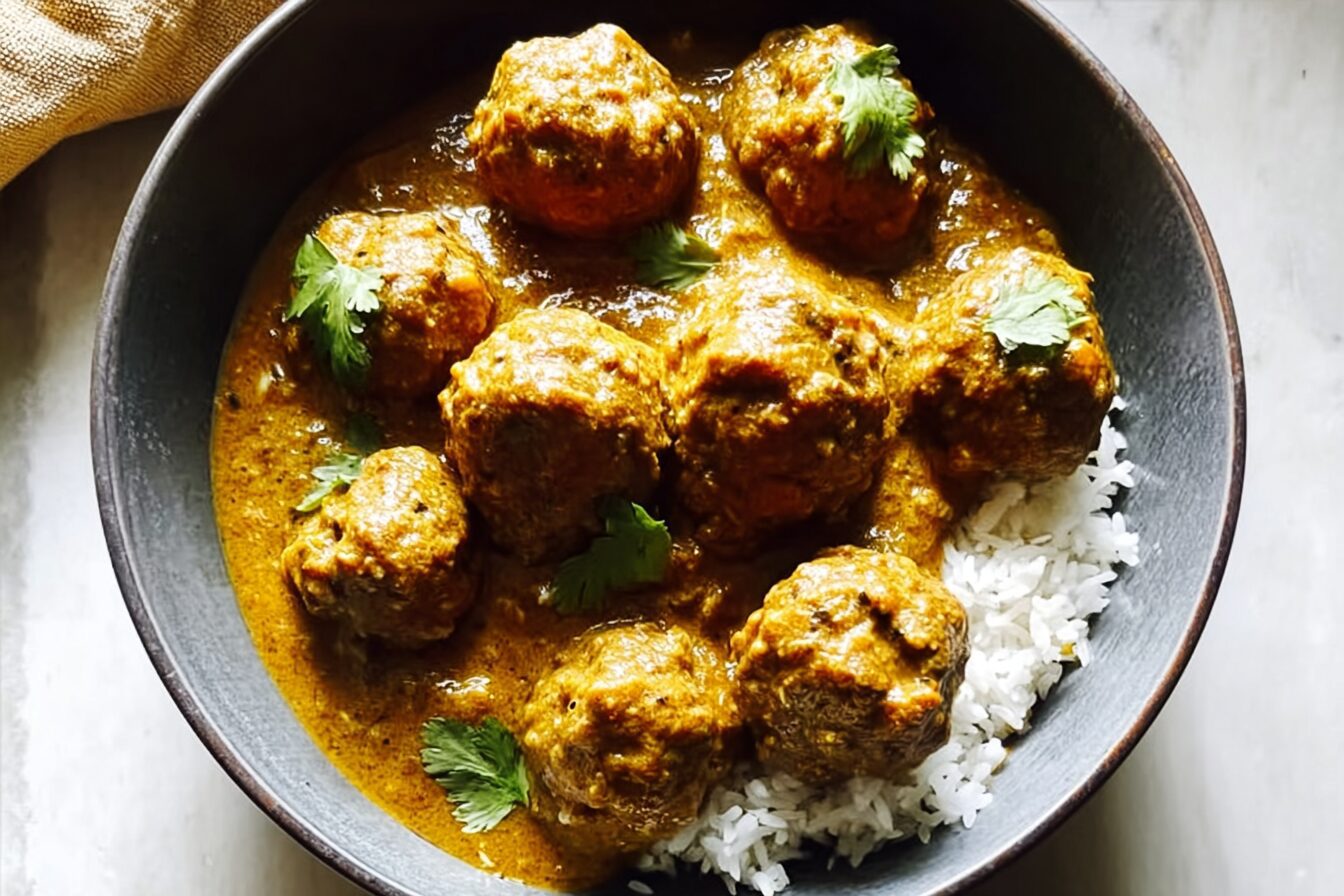 Slow Cooker Korma Porcupine Meatballs