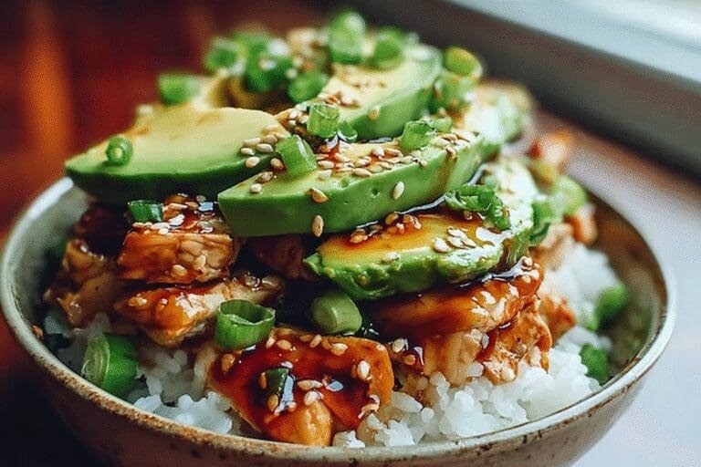 Teriyaki Chicken Avocado Rice Bowl Recipe With Easy Sauce