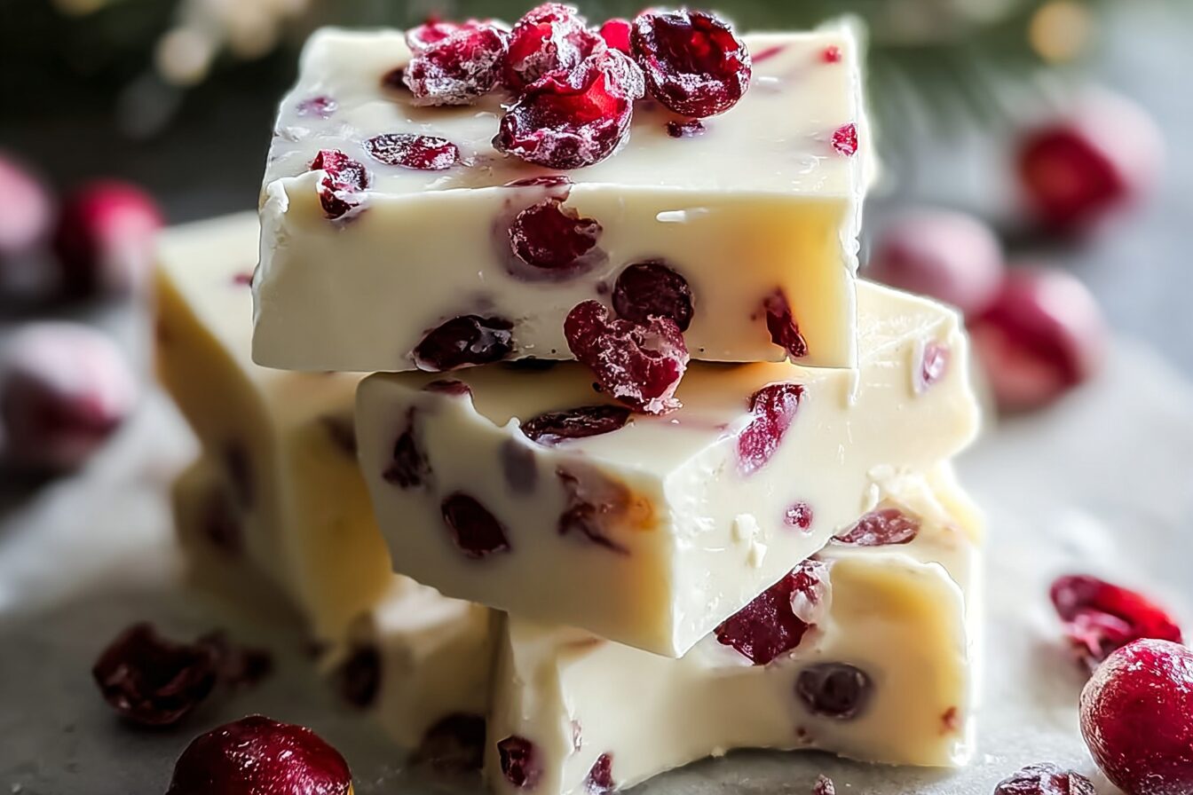 White Chocolate Cranberry Fudge