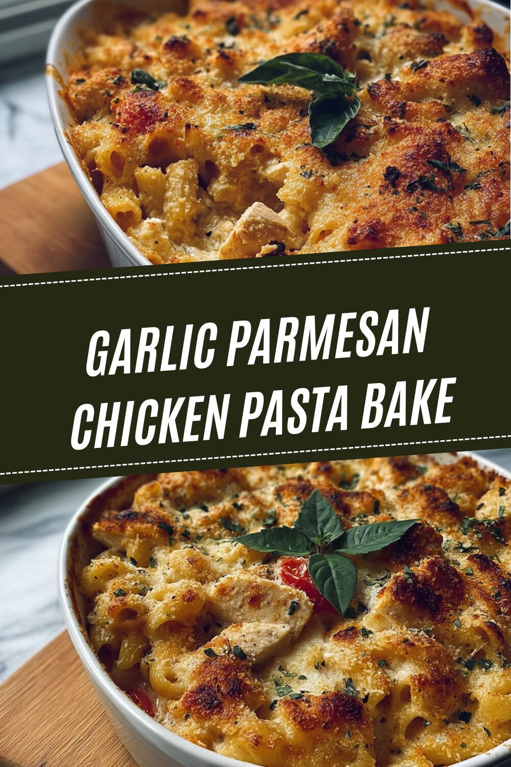 Garlic Parmesan Chicken Pasta Bake